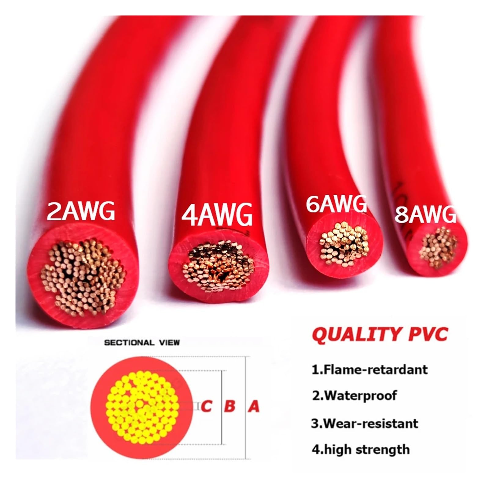 Cable fotovoltaico Cable Solar de 100 Metros, 8 AWG, 10 mm², Rojo, Negro, fotovoltaico, for Conexiones de Paneles solares(50M Red and Black)