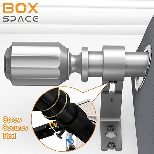 Miniatura 2 de Barras de cortina para ventanas de 48 a 84 pulgadas de diámetro, barras de cortina plateadas, barra de cortina decorativa ajustable para sala de