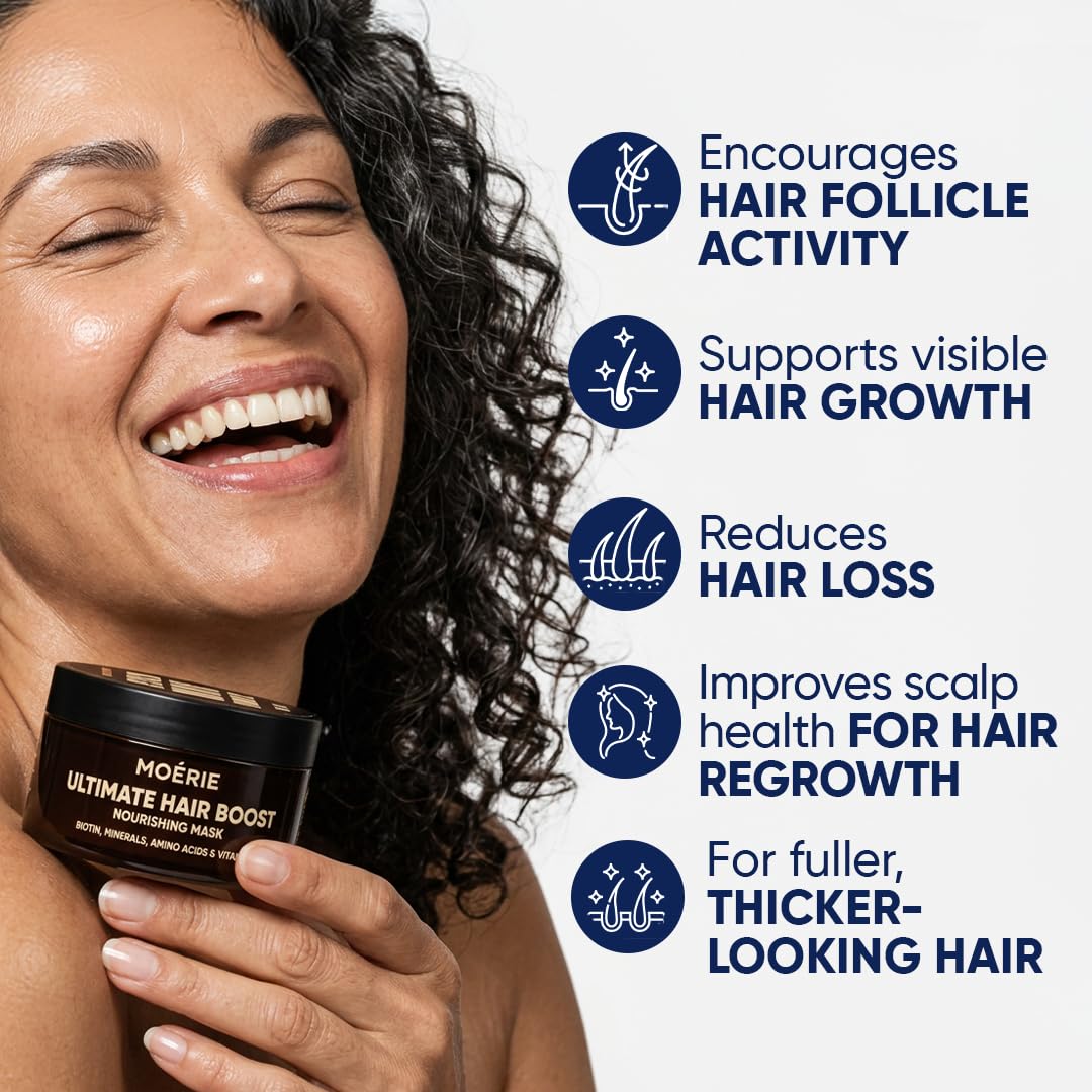 Moerie Mascarilla Hidratante Cabello Mineral Para Crecimiento Y Reparación Capilar – Tratamiento Hidratante Para Cabello Más Largo Y Grueso – Producto Vegano Sin Parabenos Ni Silicona – 100 ml X3