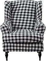 Vista 31 de Fundas para silla de ala, 2 piezas, elásticas, de elastano, con respaldo de ala, fundas para sofá, fundas protectoras de muebles, suaves con parte 9