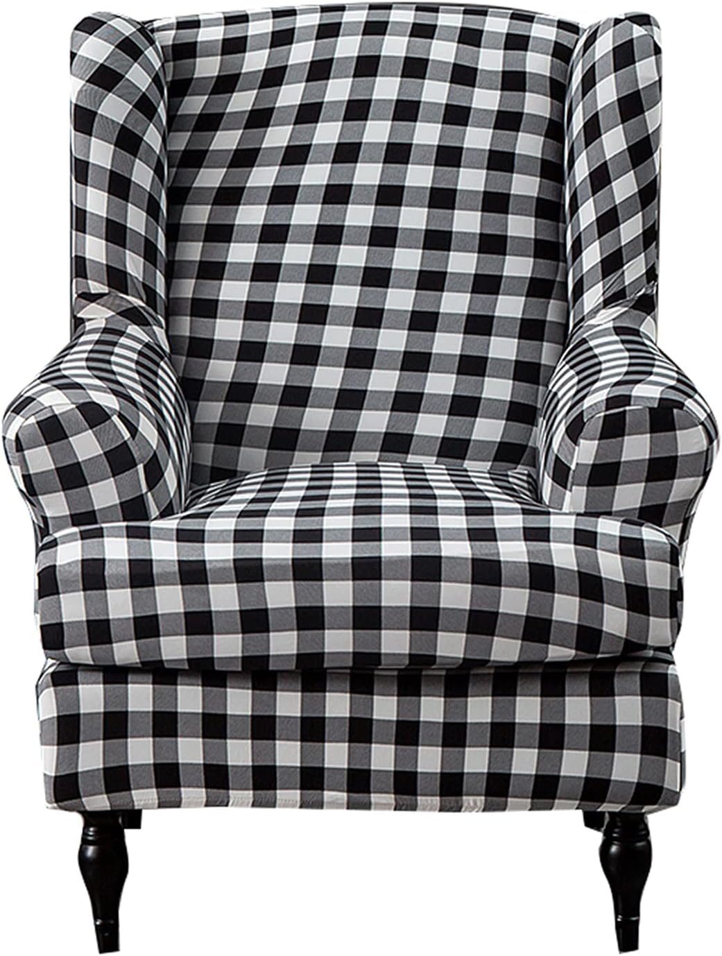 NILUOH Wing Chair Slipcovers 2 Pieces Stretch Spandex Wingback Chair Covers Washable Slipcover for Wingback Armchairs Non-Slip Furniture Protector with Elastic Bottom for Living Room