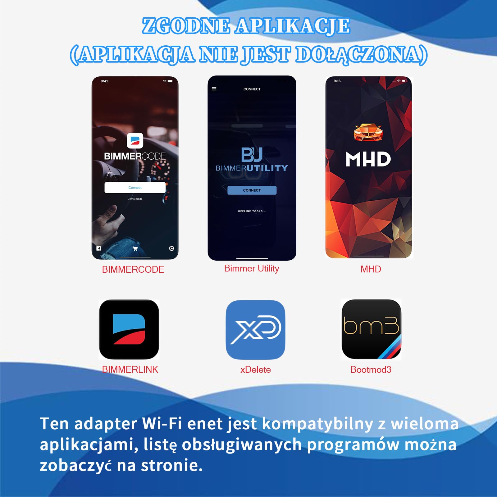 Adapter WiFi Enet OBD2 dla BMW Serii F/G/I, Mini i Supra A90/A91, Skaner Diagnostyczny, Kompatybilny z BootMod3, BimmerCode, BimmerLink, MHD