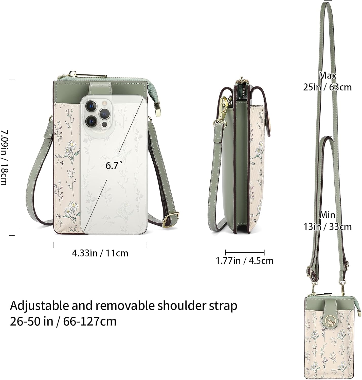 GAEKEAO Vegan Leather Small Crossbody Bag for Women Mini Cell Phone Cross Body Purses Floral Wallet with Card Slots For Girls - Image 5