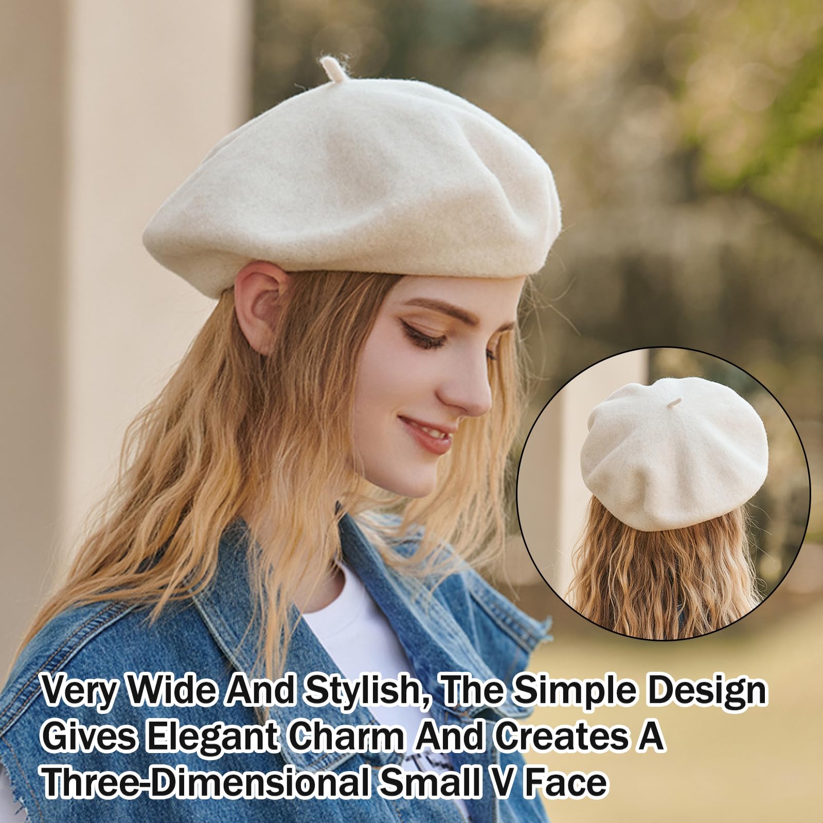 JSTHHTT 3 Piezas Sombrero de Boina Francés, Clásica Lana Gorro para Mujeres, Invierno Artista Cálido Moderno Pintor Sombrero Otoño Redondo Vintage