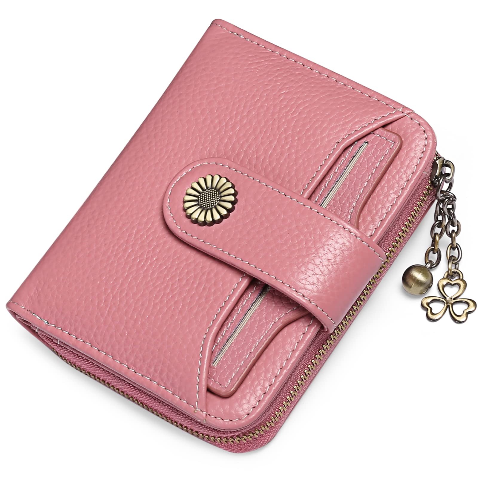 SENDEFNWomen's Small Wallet, Women's Genuine Leather, with Coin Compartment, Small Zip, Wallet, Card Holder with RFID Blocker