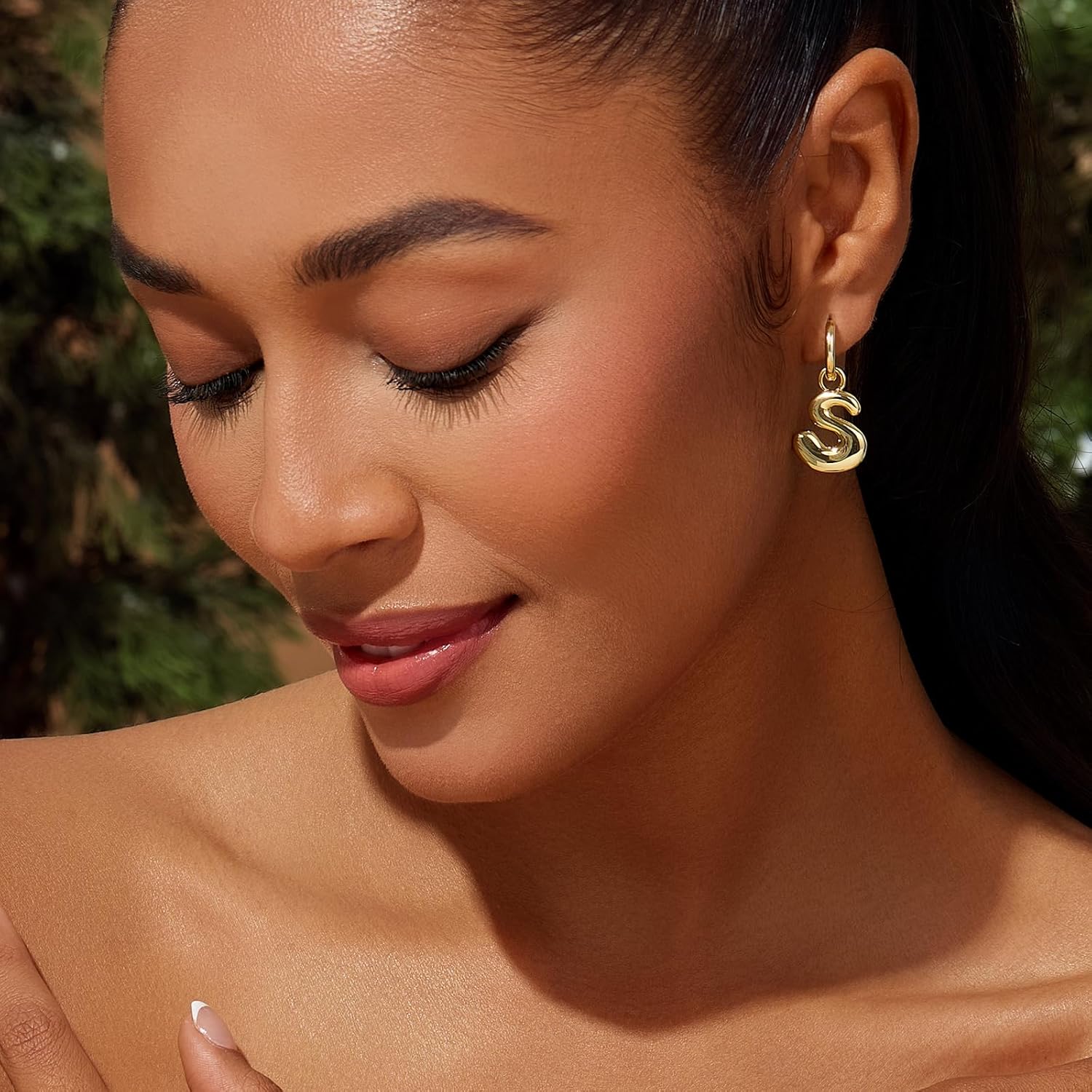 Cicy Bell A-Z Initial 26 Letter Earrings for Women 18k Gold Plated Hypoallergenic Hoop Earrings Elegant Stylish Hanging Jewelry Gifts - Image 2