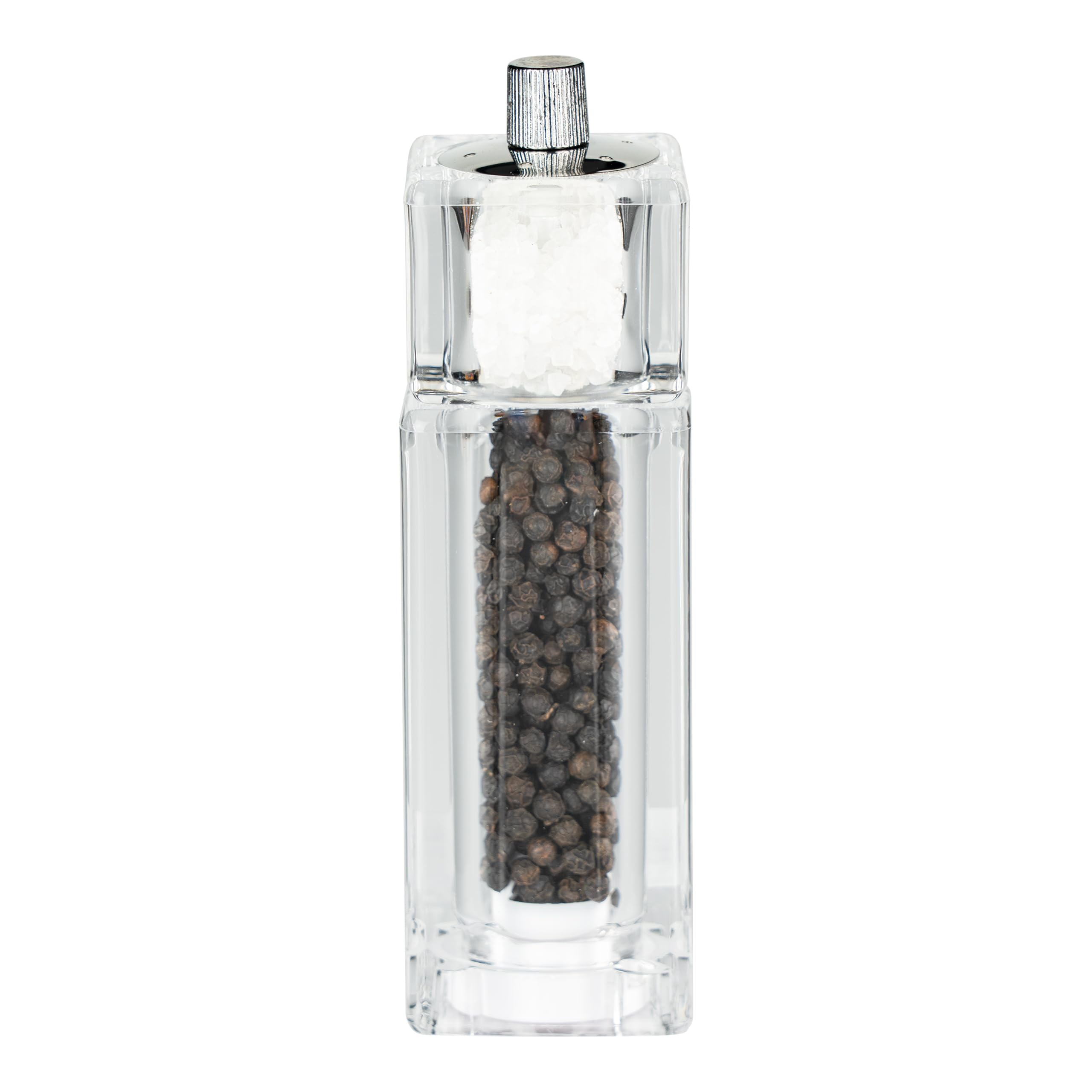Grunwerg Gmill 13.5cm, Acrylic Combination Pepper Mill & Salt Shaker, Square