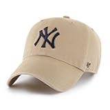 Brand MLB Khaki Primary Logo Clean Up Adjustable Strap Baseball Dad Hat Cap, Adult One Size Fits All