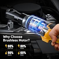 Vista 4 de Llave de trinquete inalámbrica de 3/8", compatible con batería DEWALT 20V MAX, motor eléctrico de trinquete sin escobillas de 74 pies-libras