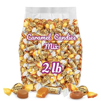 Werthers Original Hard, Creamy Filled & Chewy Caramel Candies, 2 LB Mix Individually Wrapped Classic, Soft & Creamy Caramels Made with Real Butter & Fresh Cream Bulk Bag for Sharing