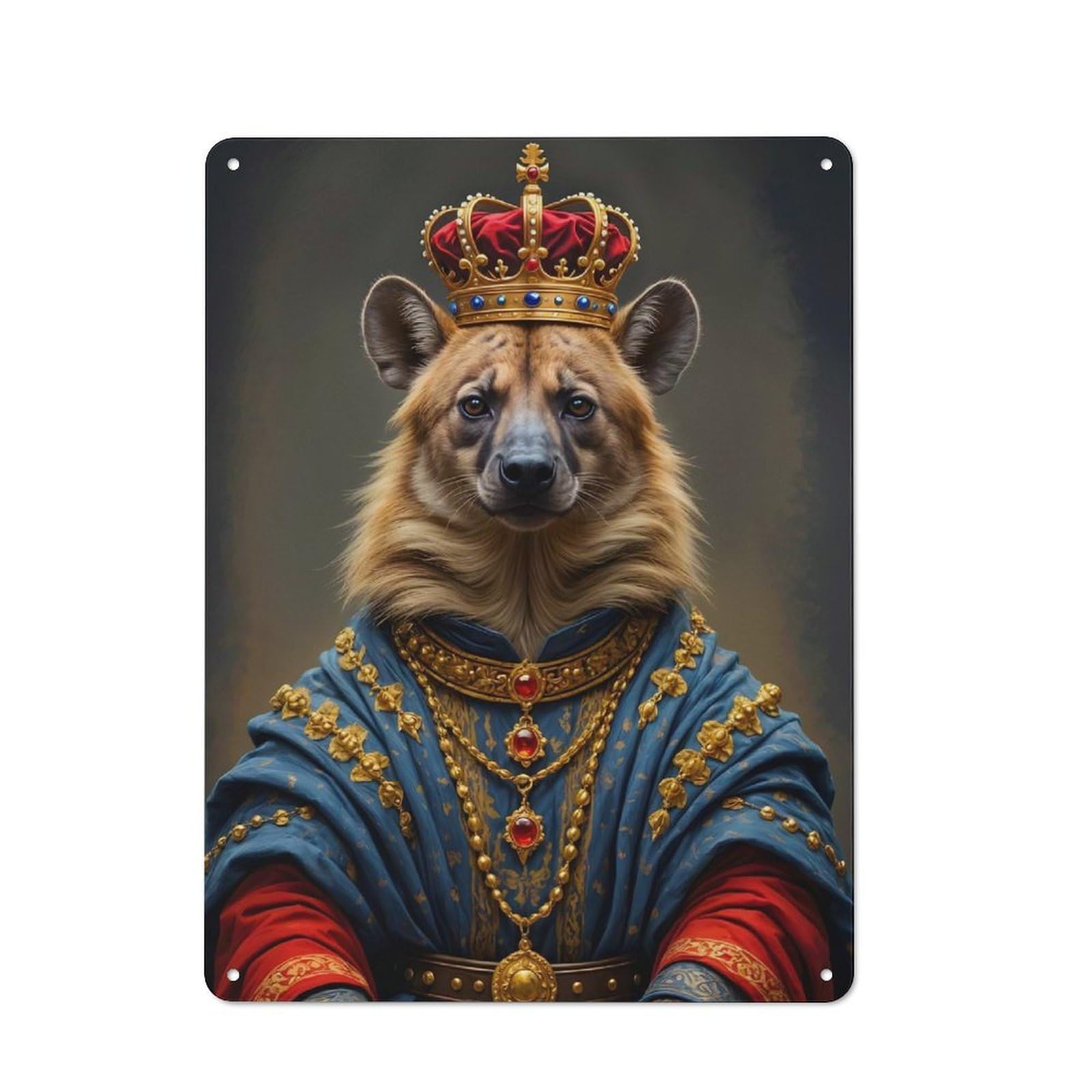 Junmoney Hyena King Retro Metal Plaque 40X30cm Featuring For Garage Wall, A Winter Wall Decor Update For Workshop Decor Fans