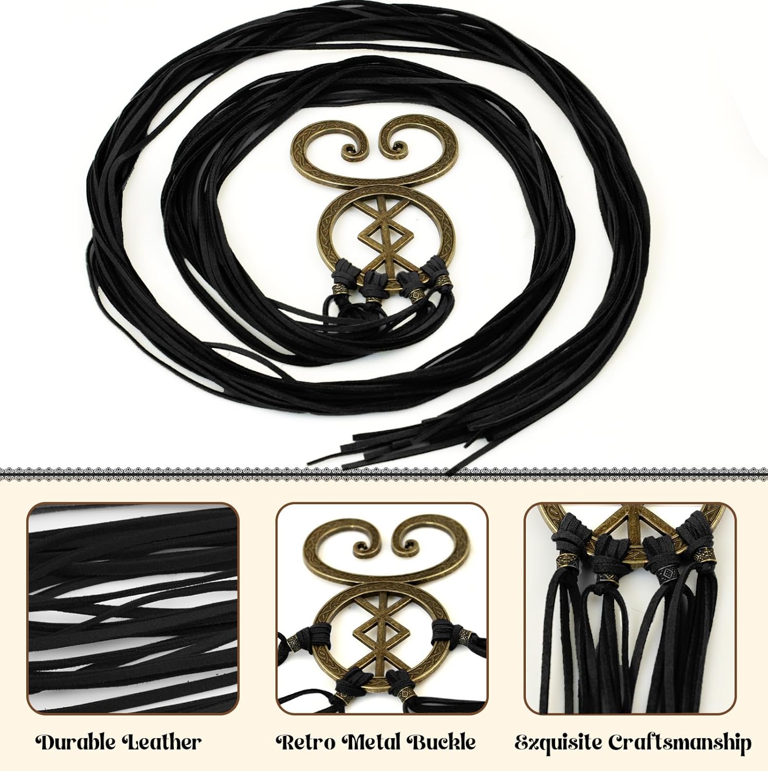Viking Costume Women Belt with Troll Cross - Medieval Renaissance Accessory for Viking, Ren Faire Halloween Cosplay - Image 2