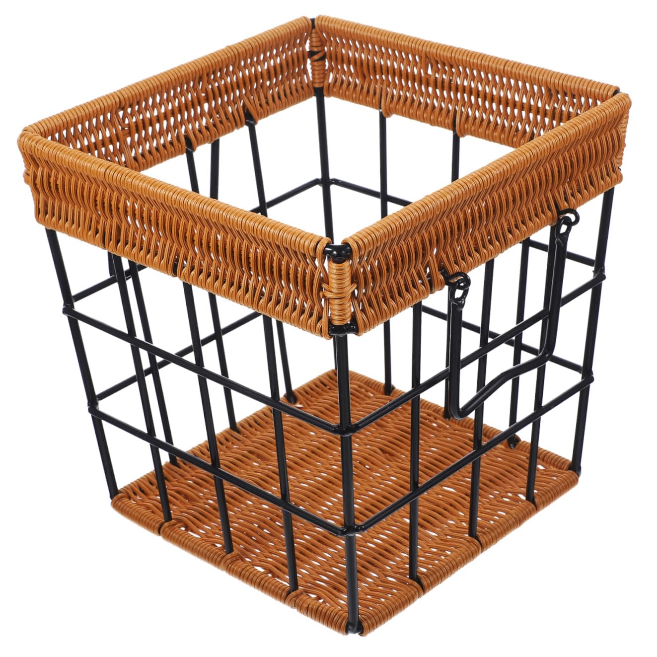 Mipcase Panier à Pain Tressé Petit Carré en Fer Antirouille Panier Alimentaire en Métal Peint pour Boulangerie et Service à Table Multifonction Domestique et Professionnel