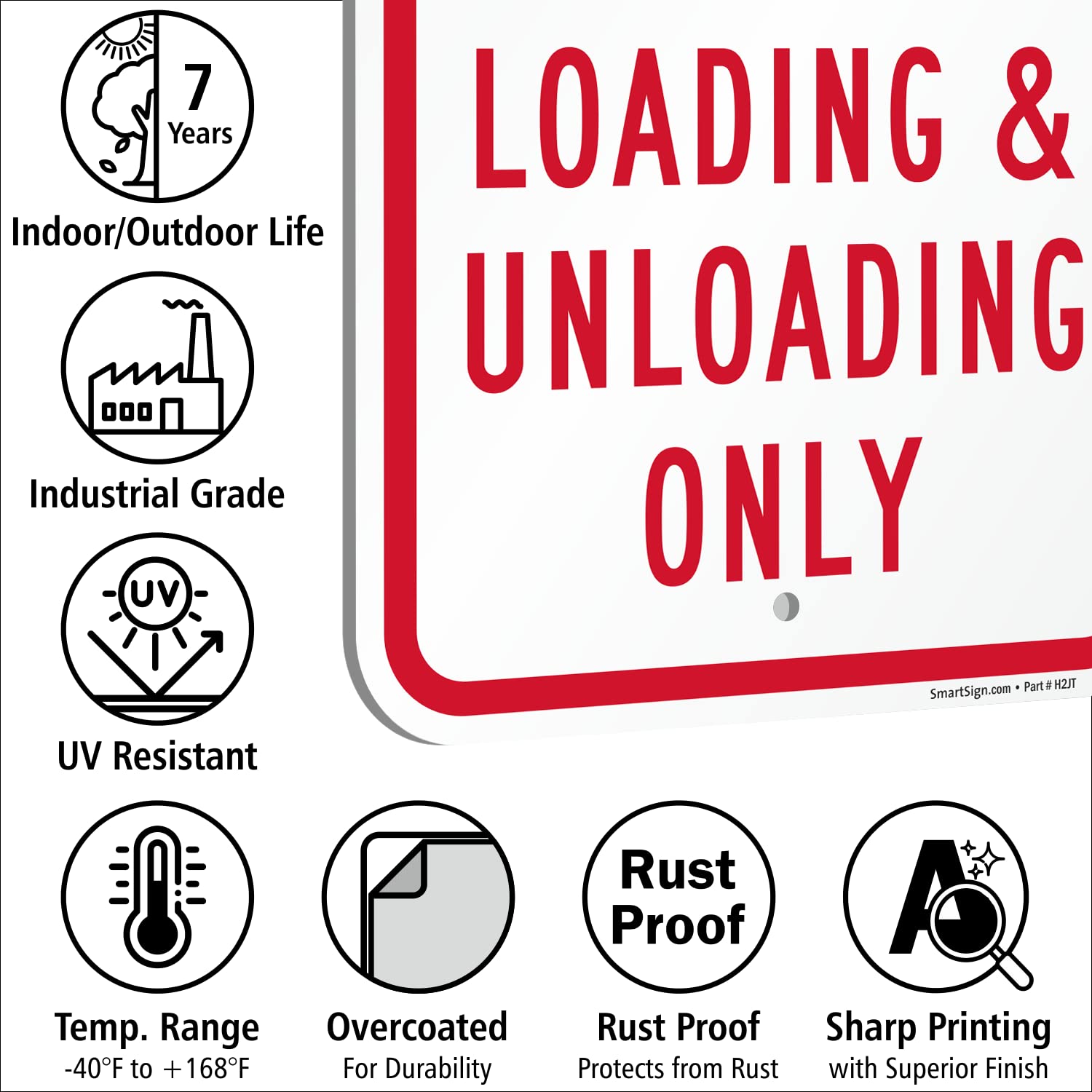SmartSign Basics - Letrero de metal con texto en inglés "No Parking - Loading And Unloading Only", 18 x 12 pulgadas, compuesto de aluminio de 120 mil (ACM), material reflectante de grado ingeniero,