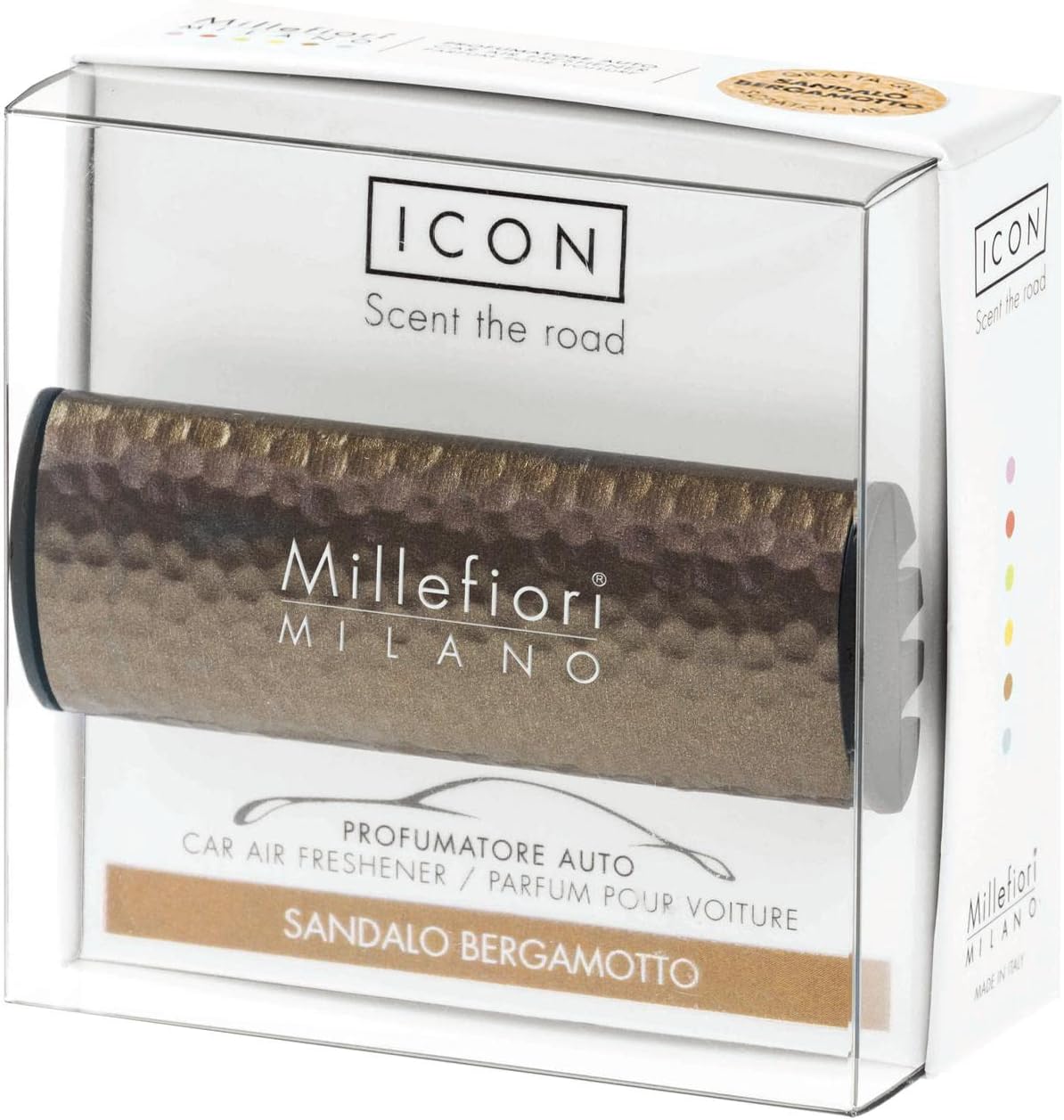 Millefiori 16CAR42 Scent for Car Icon Colour Effect Bronze Fragrance Sandal Bergamot