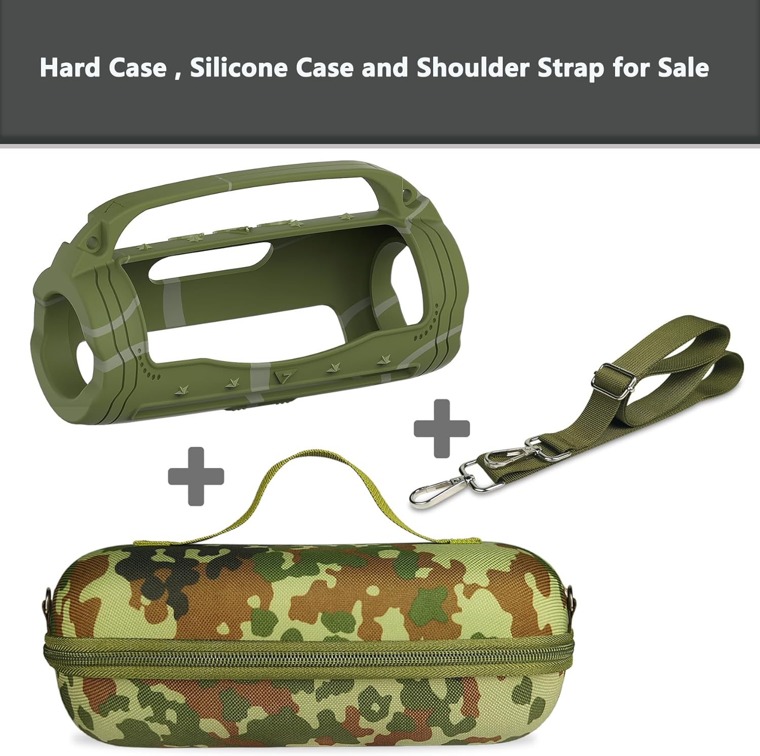 JCHPINE Silicone Cover and Hard Carrying Case for JBL Flip 7 Portable Speaker, Carrier Accessories for JBL Flip 7 Silicone Case with Handle and Shoulder Strap (Squad) - Image 3