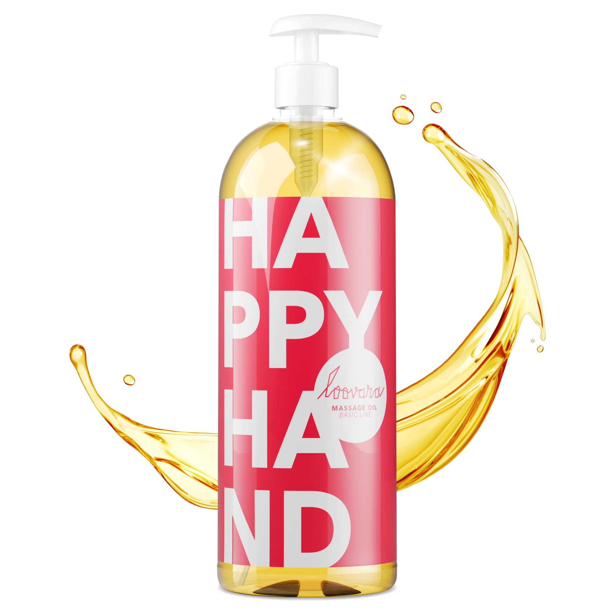 Loovara Massageöl Liebes-Öl XXL 1000 ml - BIG HAPPY HAND - Vegan – Für Vorspiel und PartnerMassage