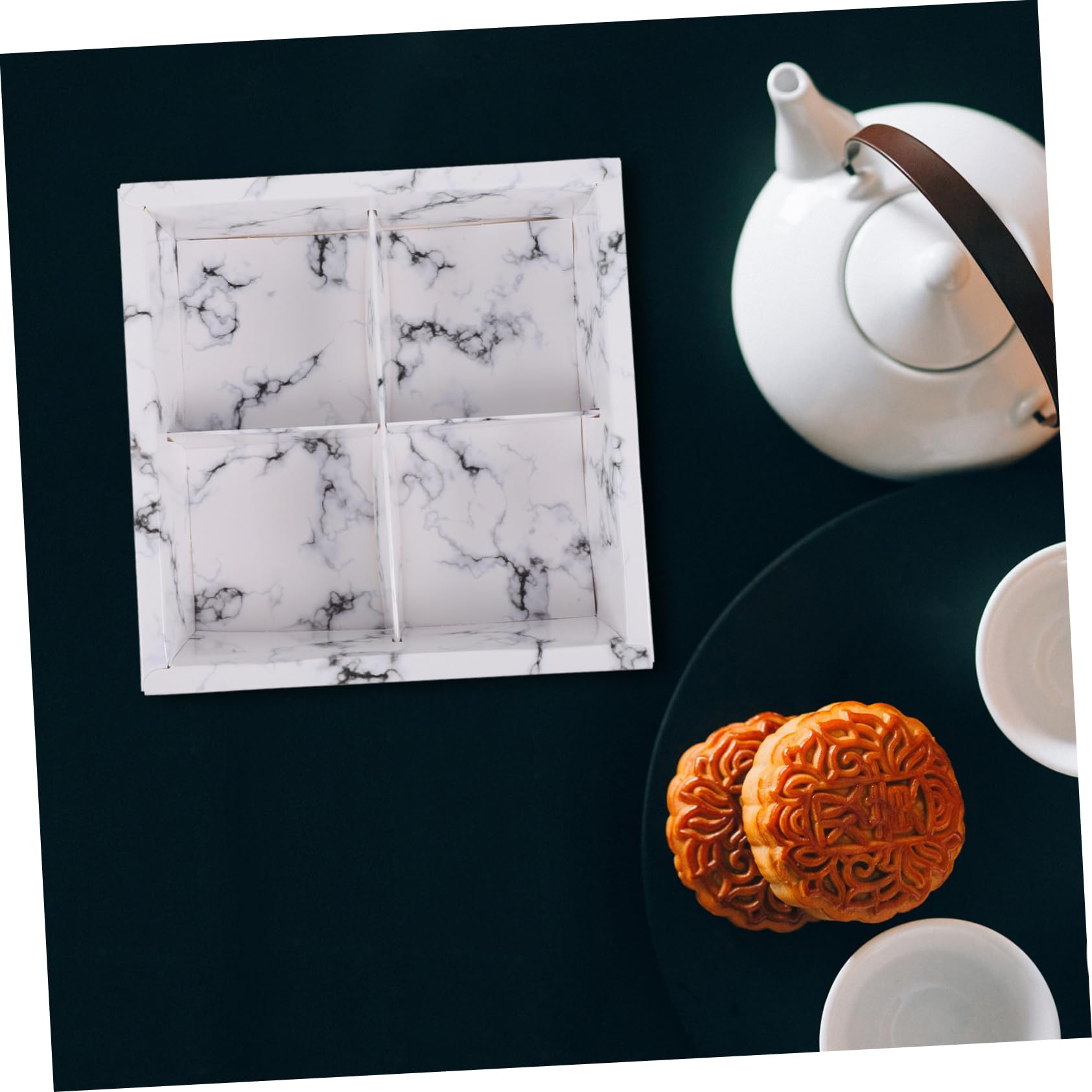 Ciieeo 10 scatole per torta con motivo marmorizzato a forma di, confezione per biscotti, muffin, eleganti contenitori per dessert, regalo e conservazione