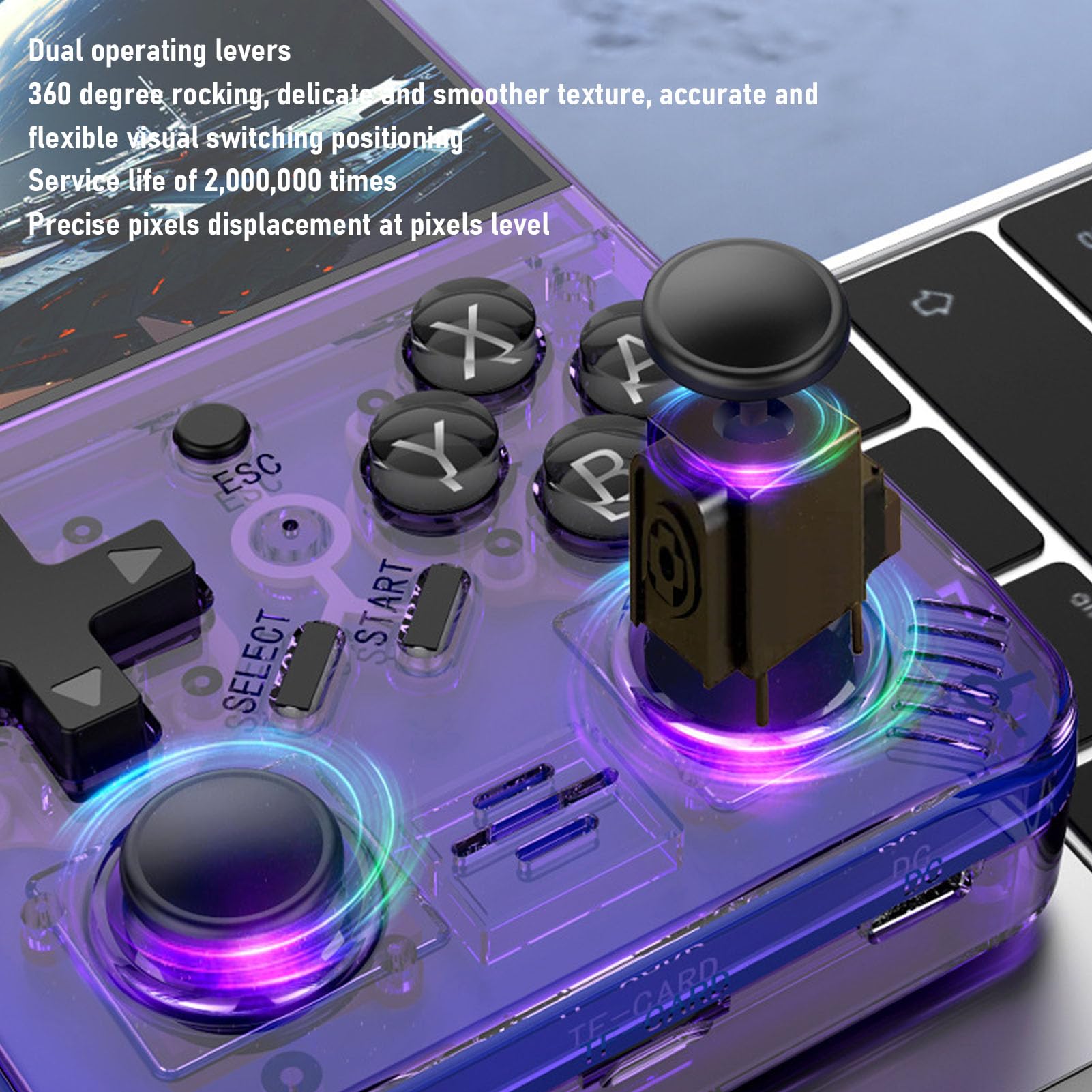 POENVFPO Console di Videogiochi Portatile della Console di Gioco Portatile retrò con Doppi Joystick 3D per Bambini, Open Source per Campeggio, Schermata IPS da 3,5 Pollici RK3326 Quad Core 1,5 GHz