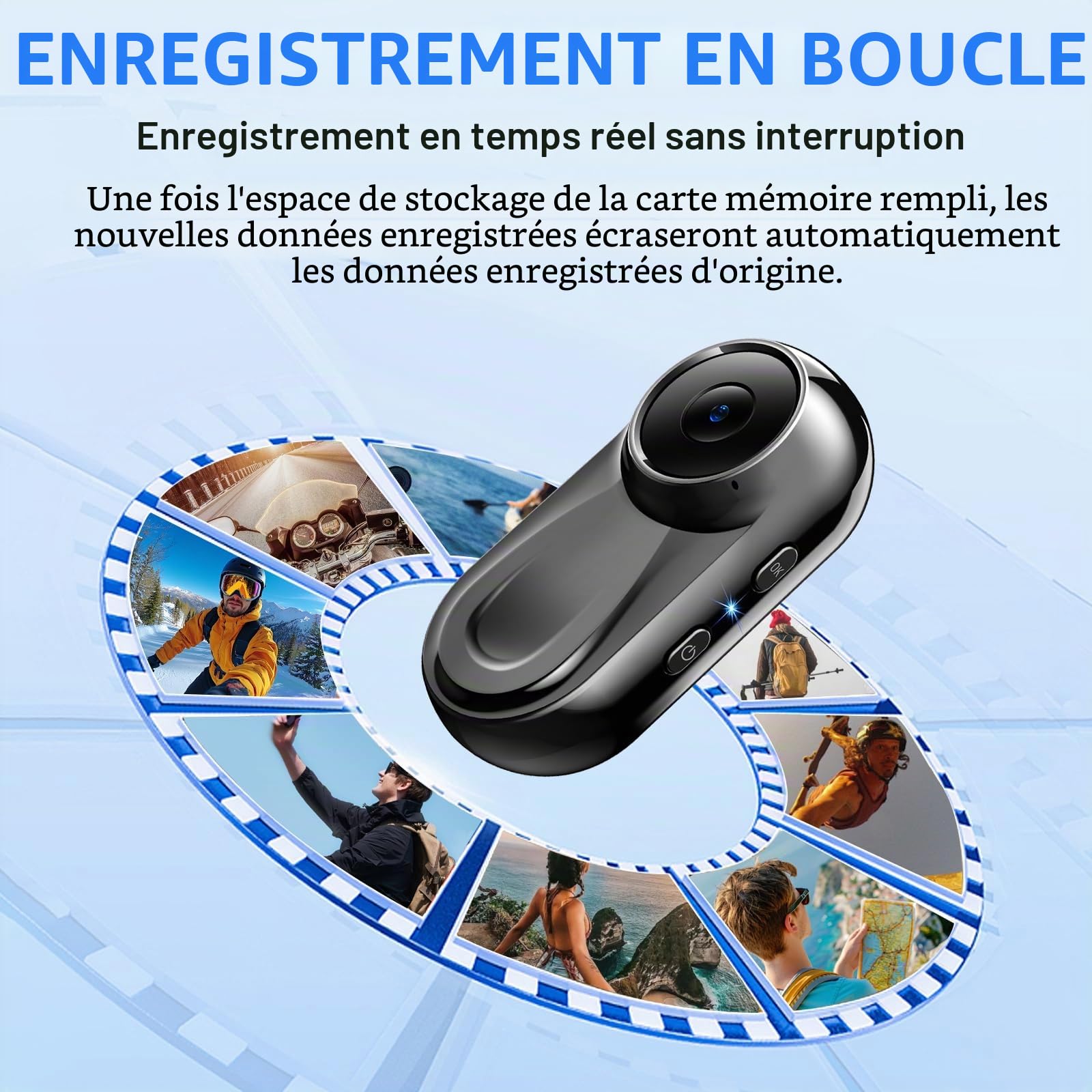 Camera Portable Miniature 1080P HD, Mini Caméra Sport 120° Grand Angle | Clip Rotatif 360° et Clip Magnétique, Multifonction Accessoires, Petite Caméra Vidéo pour Moto/Vlog/Cyclisme/Gym/ Randonnée