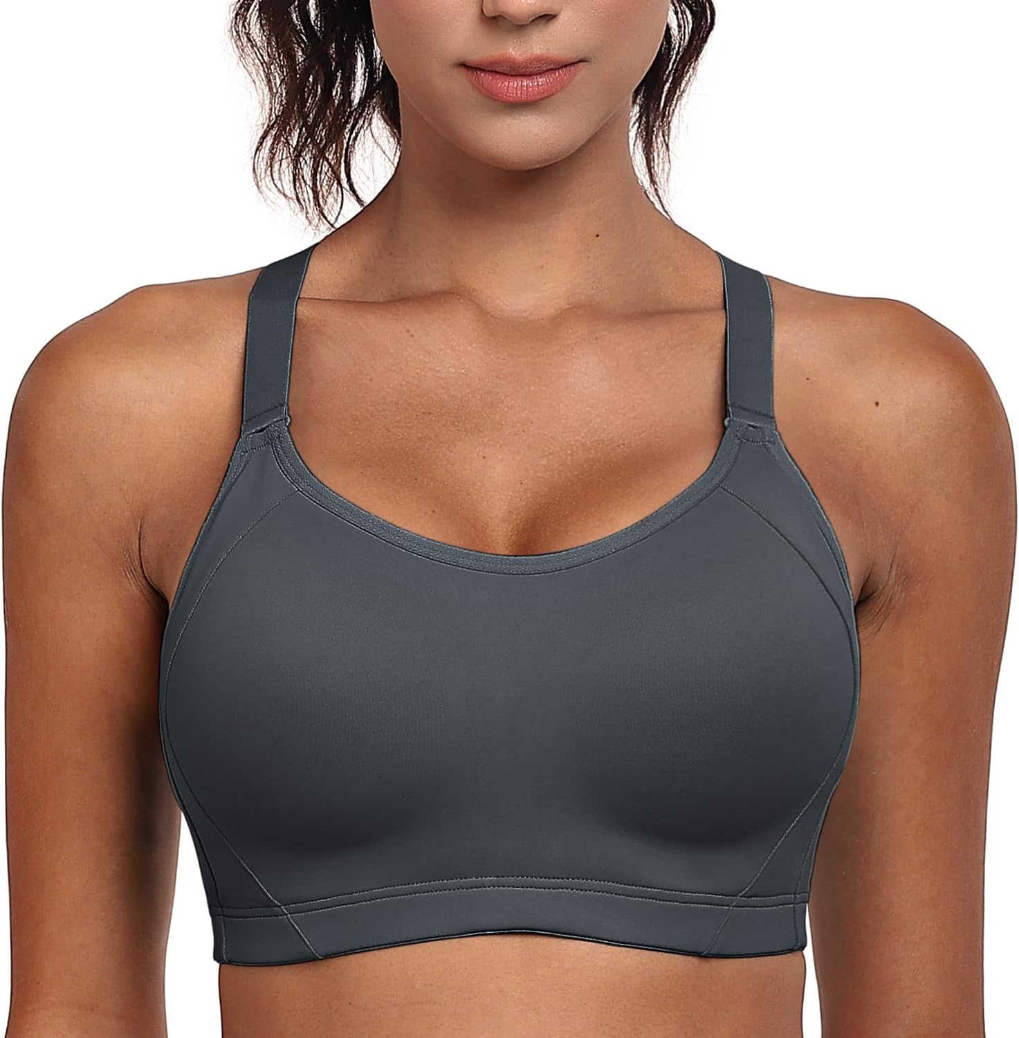 Wingslove High Impact Sports Bra for Women Wireless Adjustable Criss Cross Back Workout Bra No Bounce