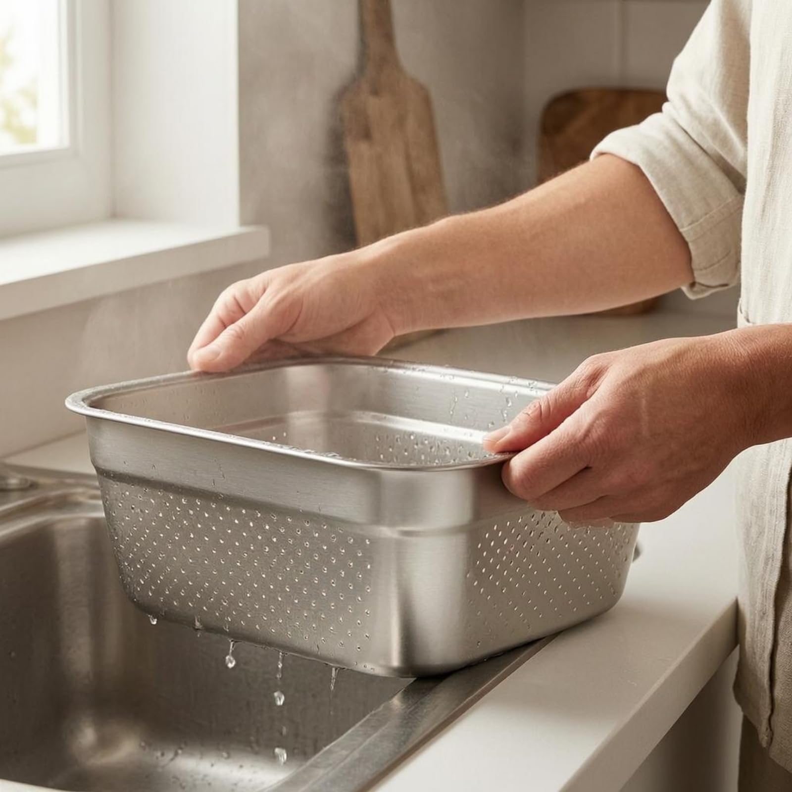 Lavabo de Acero Inoxidable Multifuncional con Forma Práctica y Fondo Reforzado Útil para Contener Agua O Ingredientes Adecuado para Cocina y Labores Domésticas, 40cm
