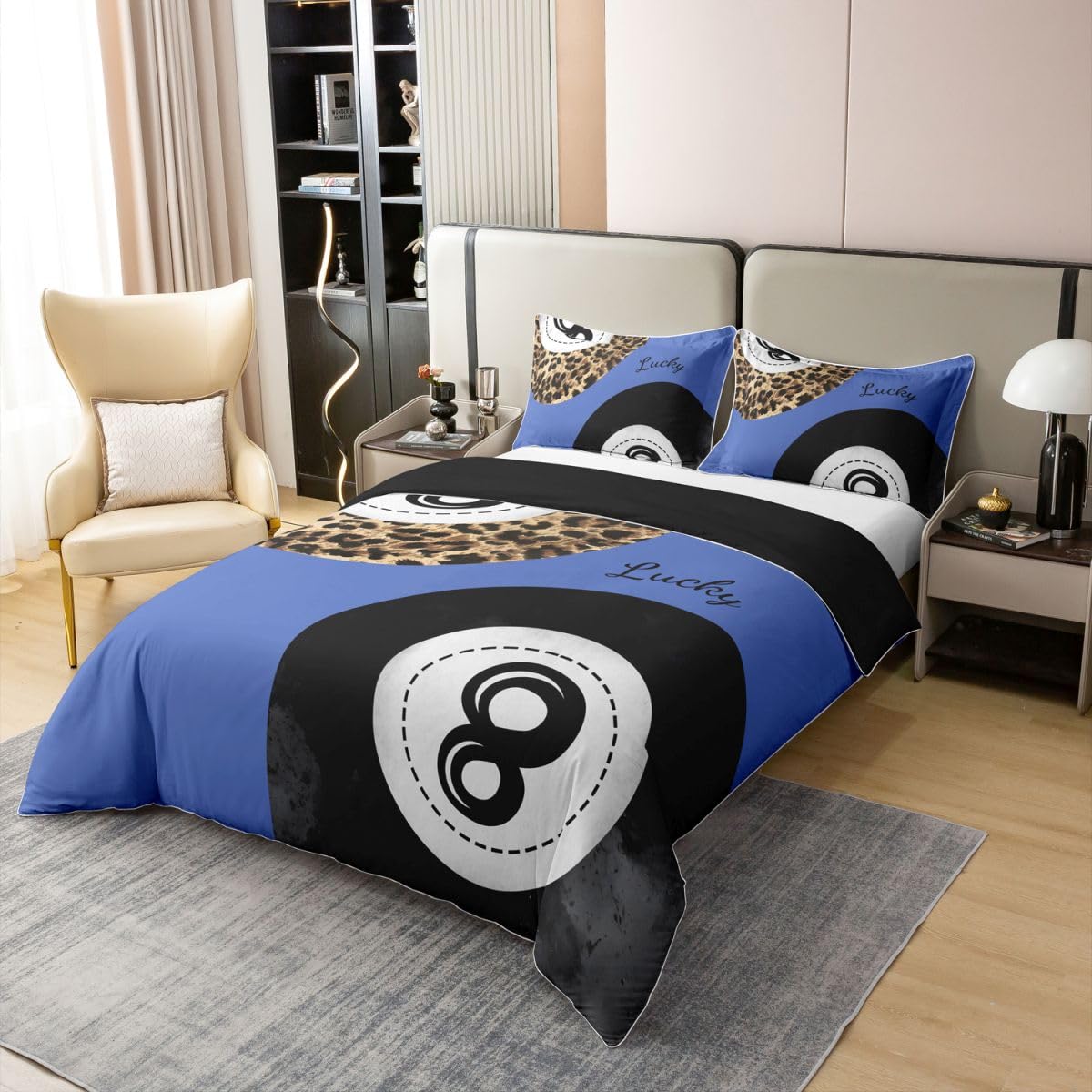 Homemissing Lucky 8 Ball FüR Kids Adults Baumwolle Bettwäsche Set 155x220cm