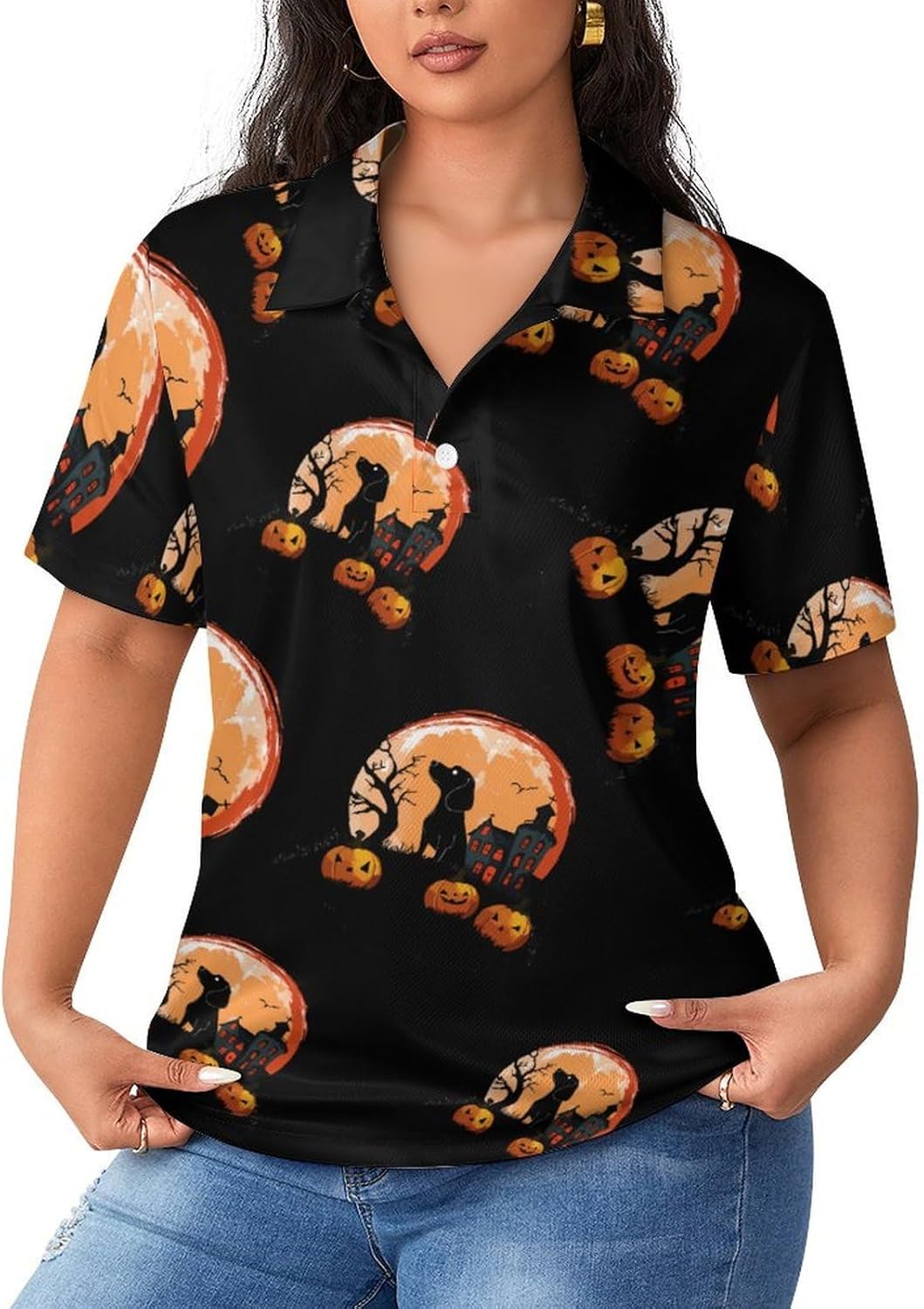 Dachshund Moonshine Sausage Dog Womens Golf Polo Shirts Summer Short Sleeve Collared 3 Buttons T Shirt Activewear Tops