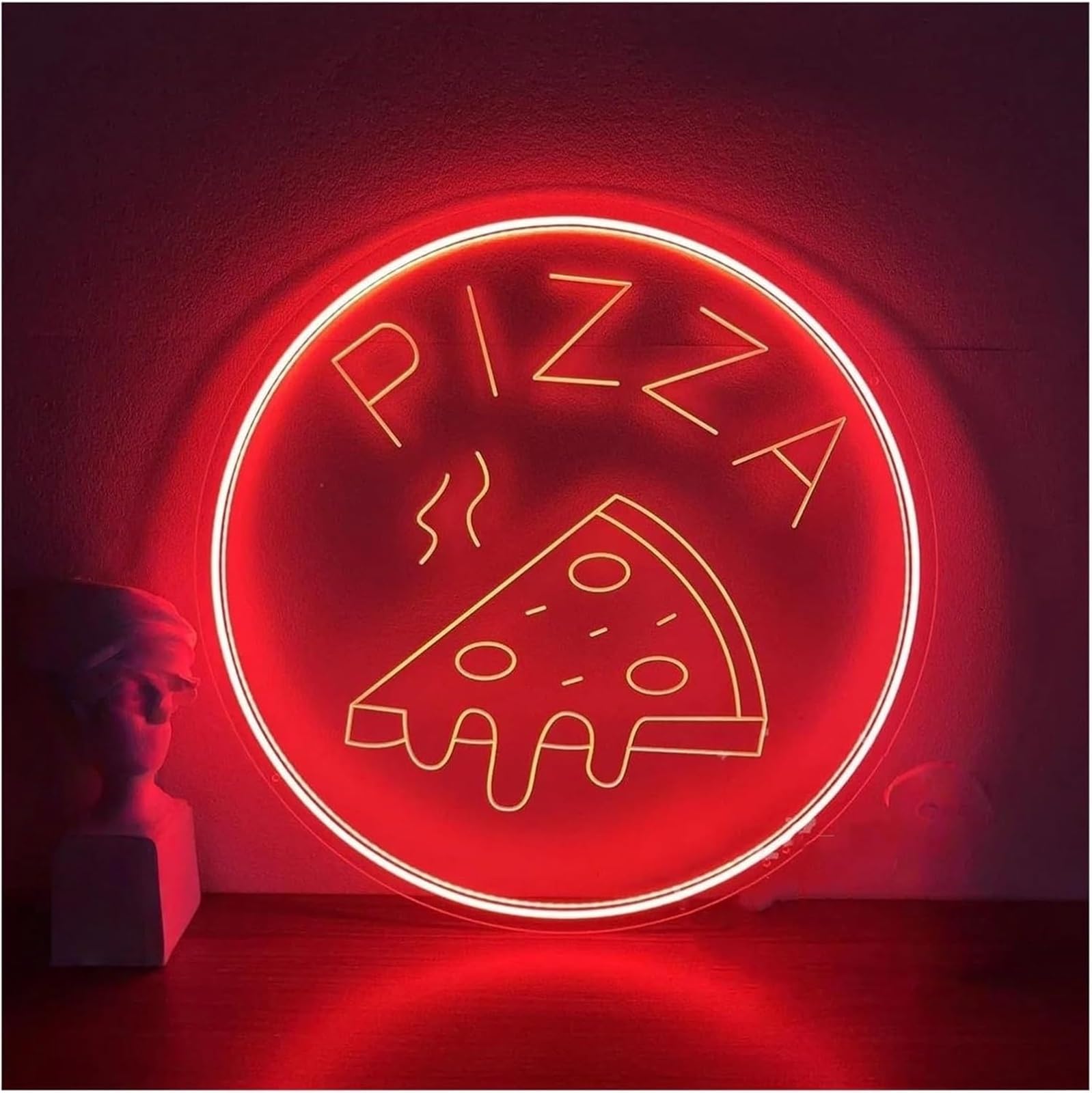Wexxaii neon Light Sign Soothing Ambiance Pizza Neon Signs Powered by, Adjustable Brightness, Lights(B,60cm)