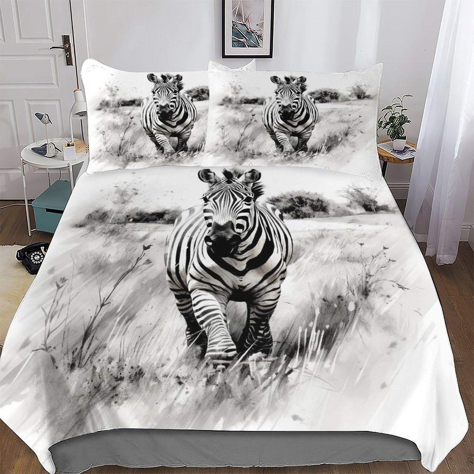 Parure de lit microfibre zèbre ultra douce et respirante pour chambre d'enfant