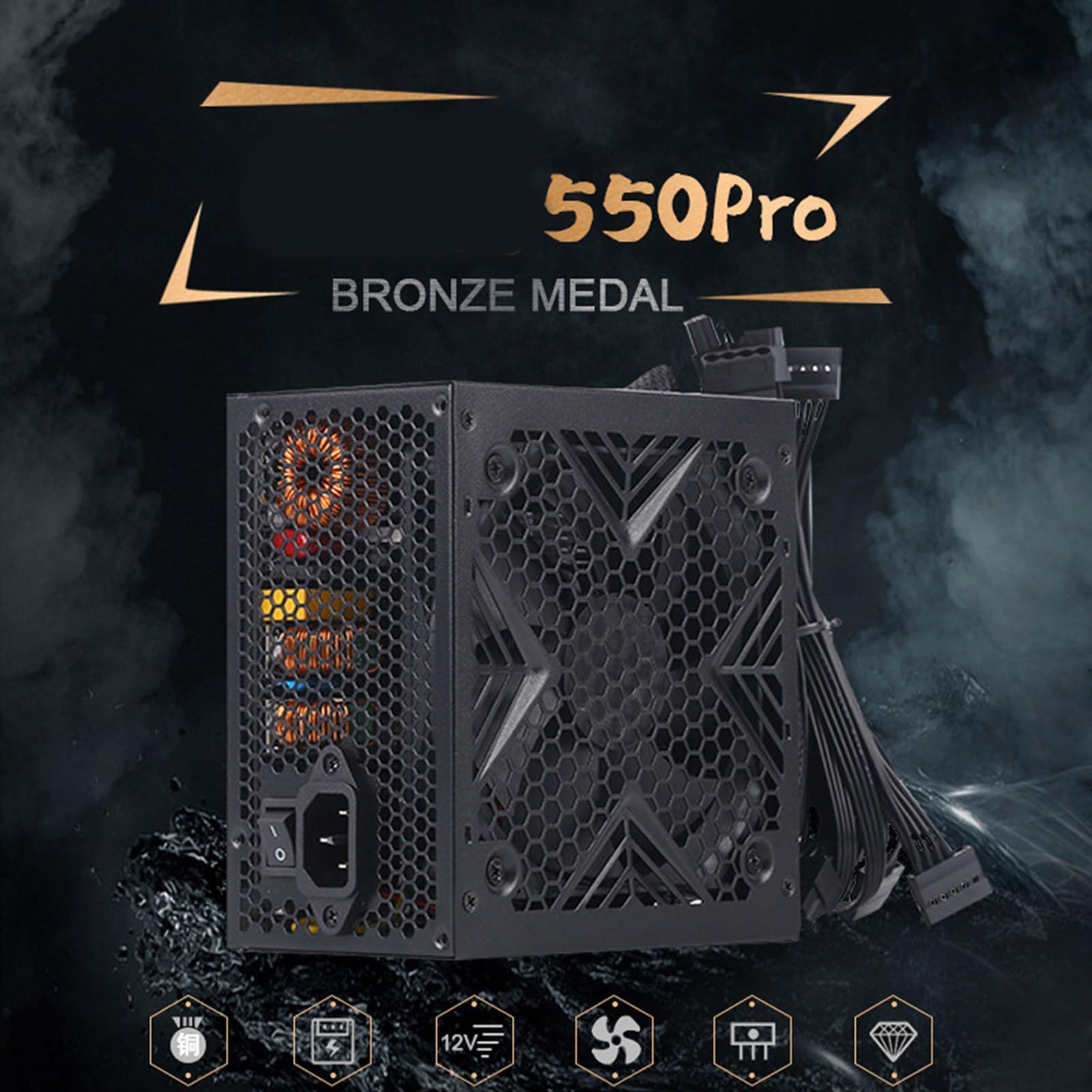 L'alimentazione elettrica del PC di gioco di piccola dimensione migliora la dissipazione del calore e il set di cavi lunghi 550W/650W/750W