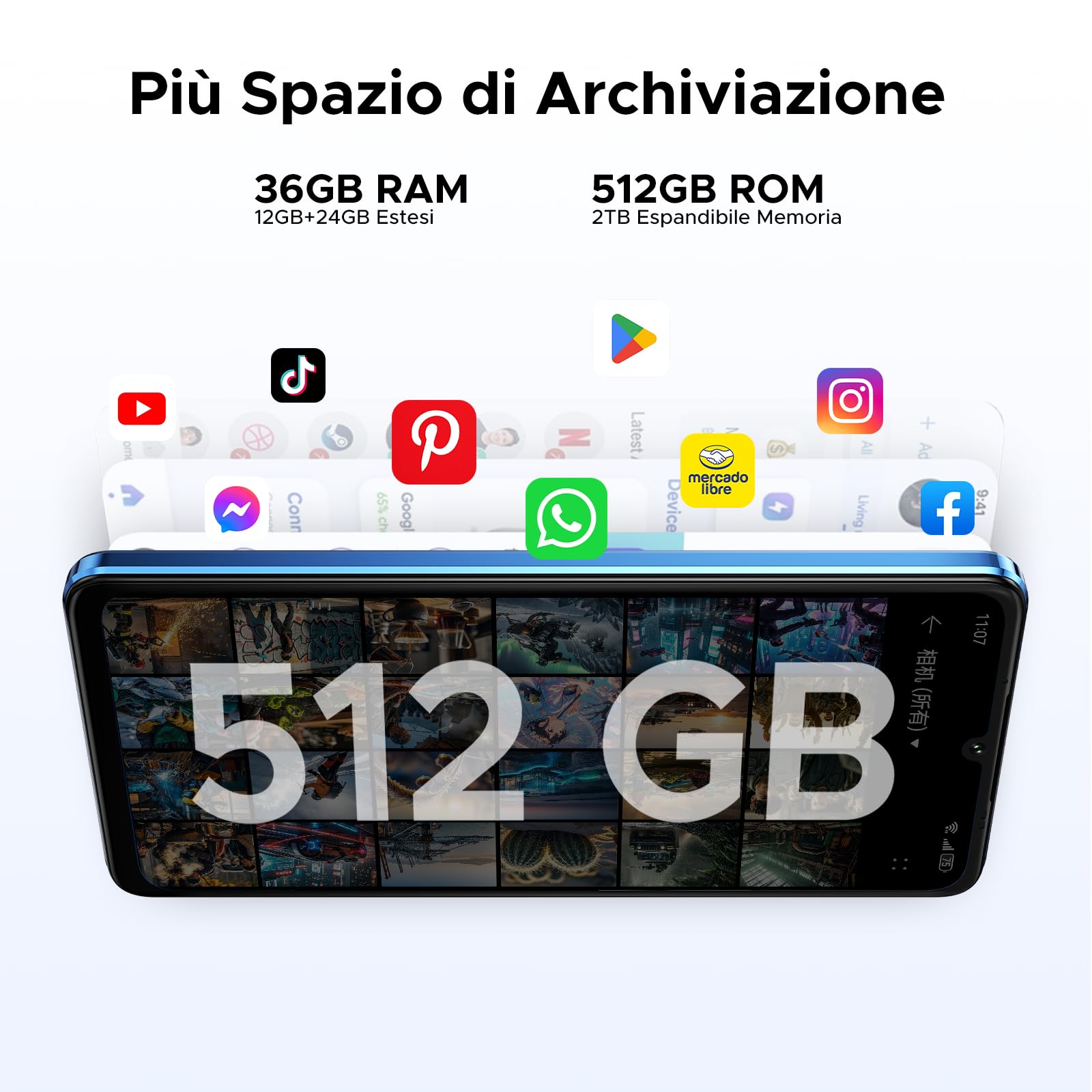 DOOGEE Smartphone 5G Note 59 Pro+ Android 15, 512GB ROM+36(12+24) GB RAM Telefono Cellulare, 6250mAh 6.75" HD+ 120Hz Schermo Telefoni 50MP+8MP, Cellulari Face Unlock/Fingerprint/NFC/