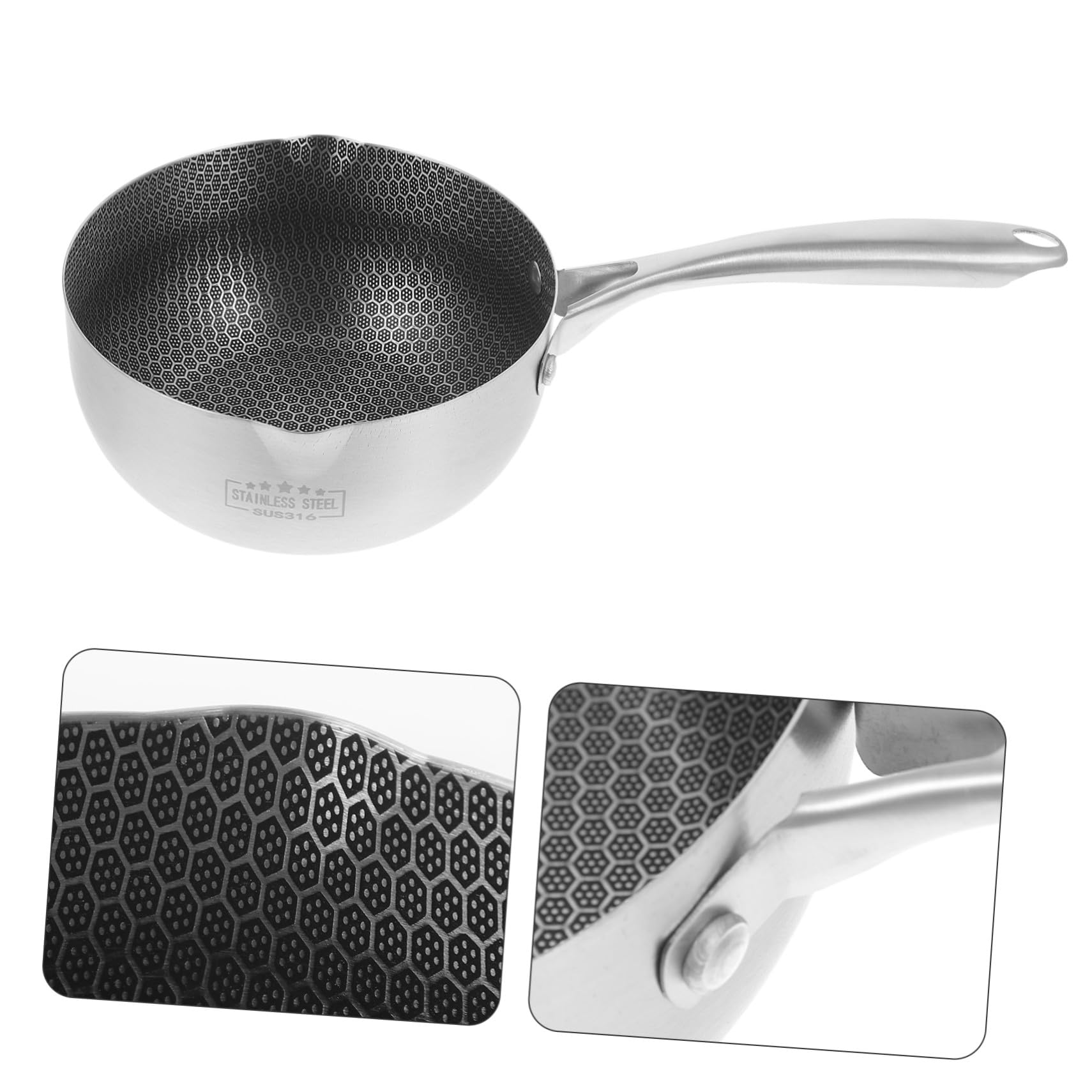 Sartén Antiadherente Pequeña de Acero Inoxidable con Diseño Panal Compatible con Inducción para Huevos Fritos y Cocina Diaria Familias Pequeñas