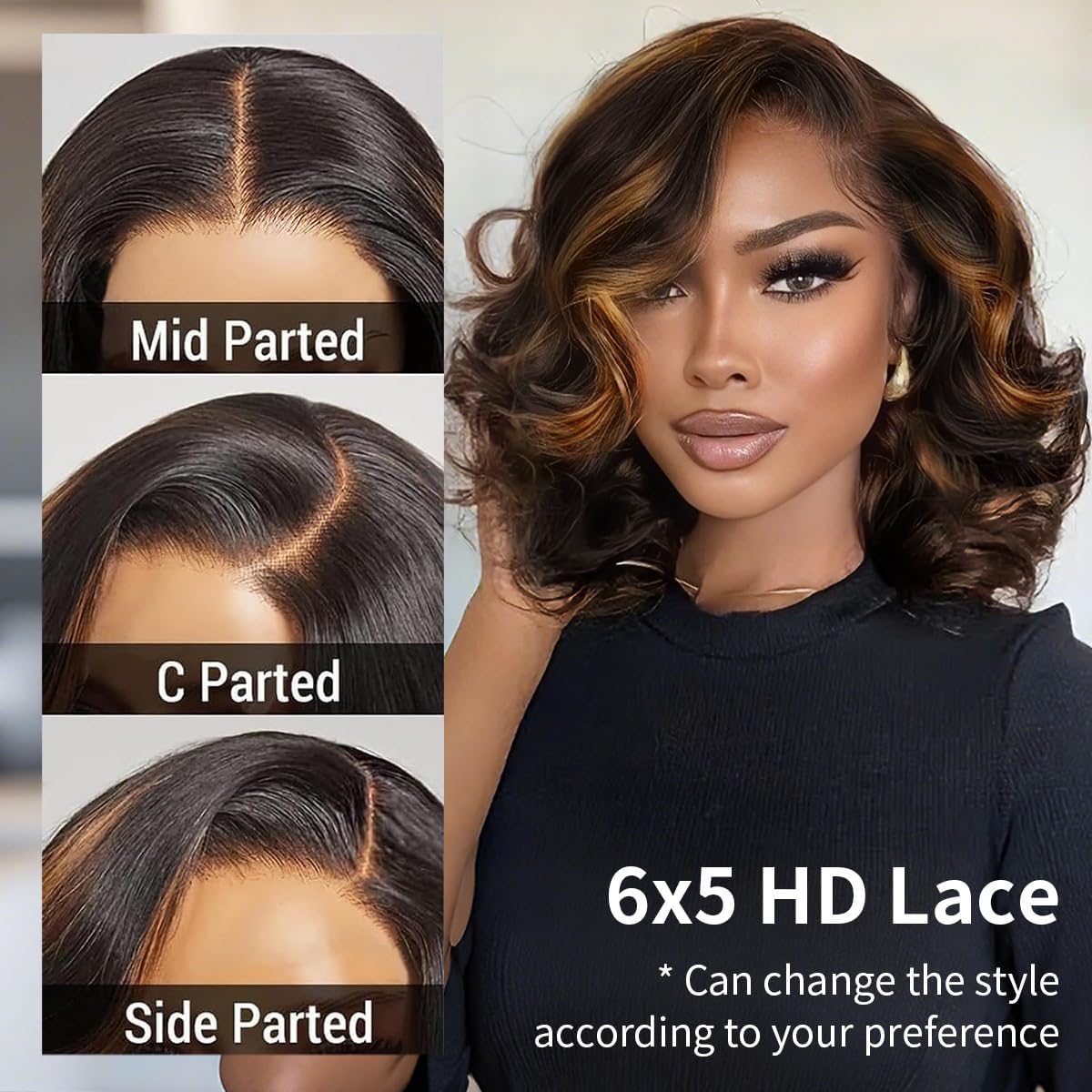 Tinashe Wear and Go Glueless Bob Wigs Human Hair 5x6 HD Lace Closure Wigs Pre Plucked Body Wave Lace Front Wigs Human Hair Short Wigs for Black Women (Loose Body Bob Wig P1B/2/30, 16inch)