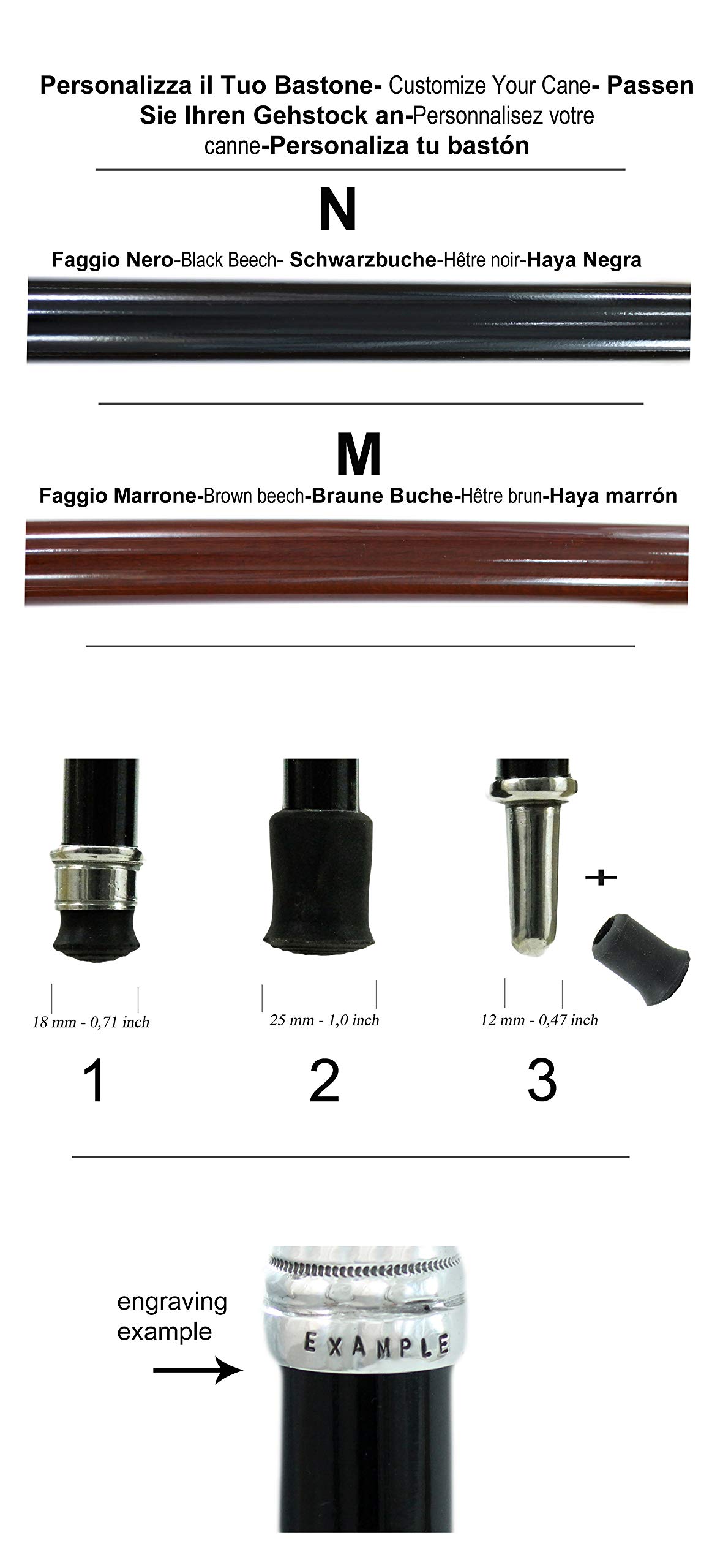 Bastón de paseo mujer peltre madera negro vintage clásico elegante nobiliar CAVAGNINI