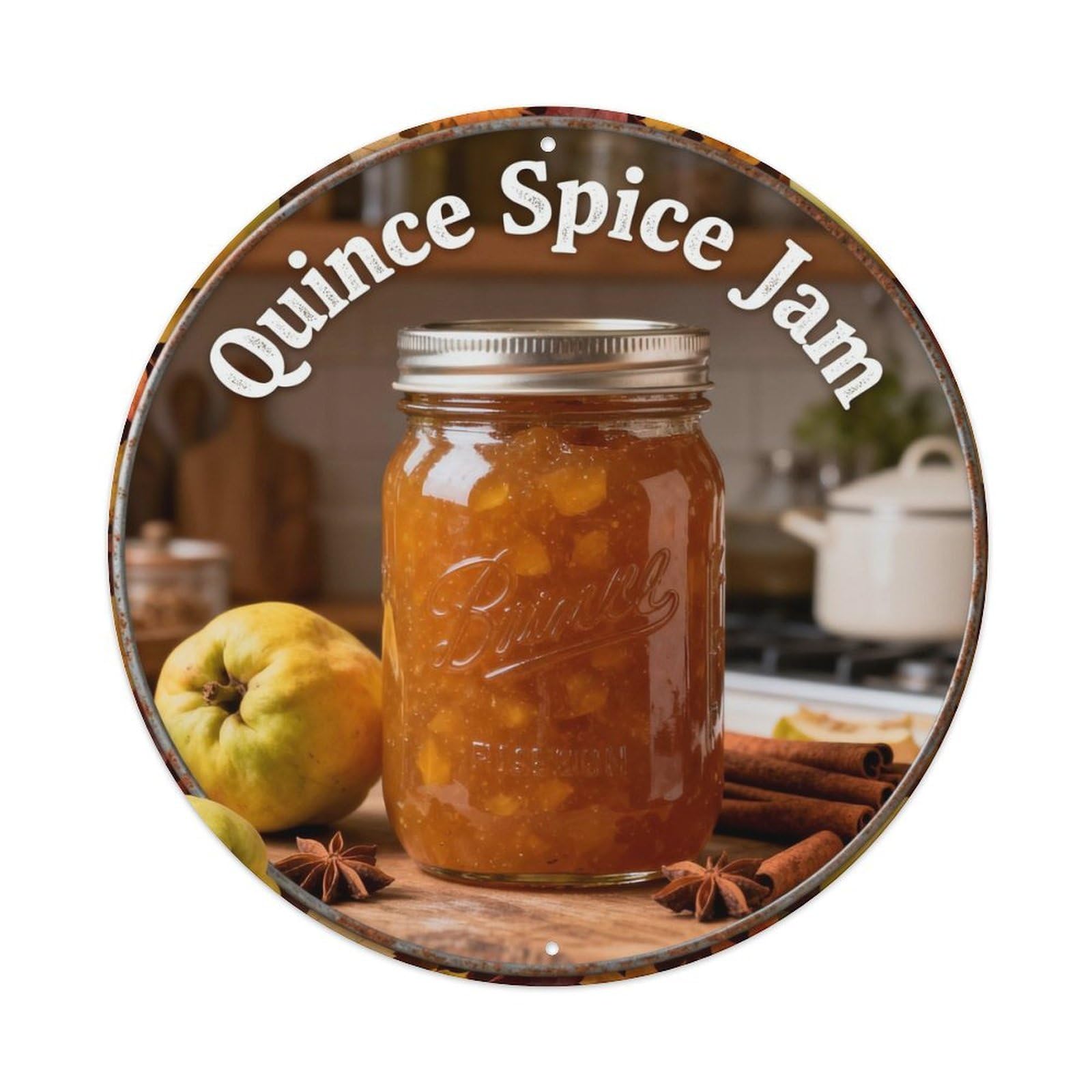 Quince Spice Jam Metal Tin Sign Plaque