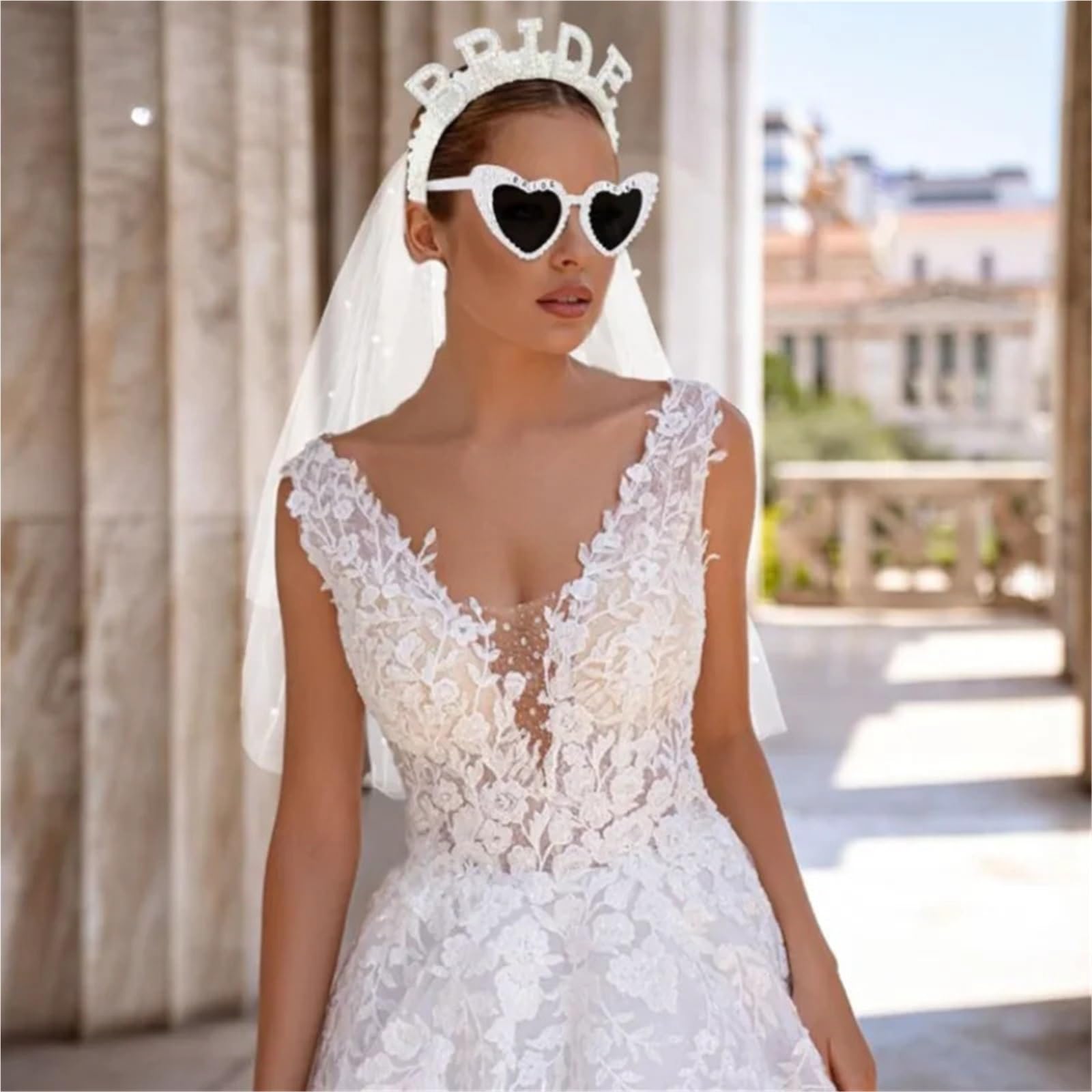 schleier jga Bride to be Schleier-Brautparty | Herz-Sonnenbrille for Junggesellenabschied, Zubehör, Hochzeit