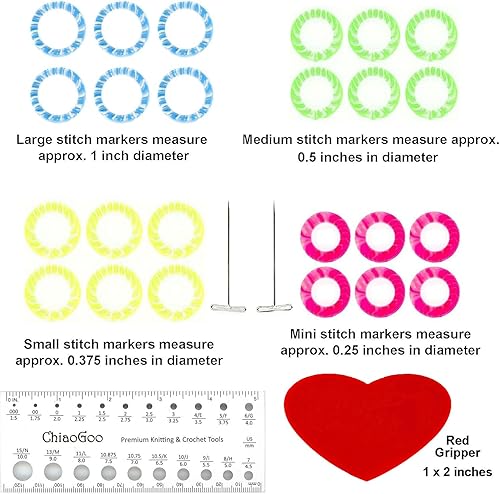 Miniatura 6 de ChiaoGoo Twist Red Lace - Juego completo de agujas circulares intercambiables 7400-C de 4 pulgadas, tamaños US 2, 3, 4, 5, 6, 7, 8, 9, 10, 10.5, 11,