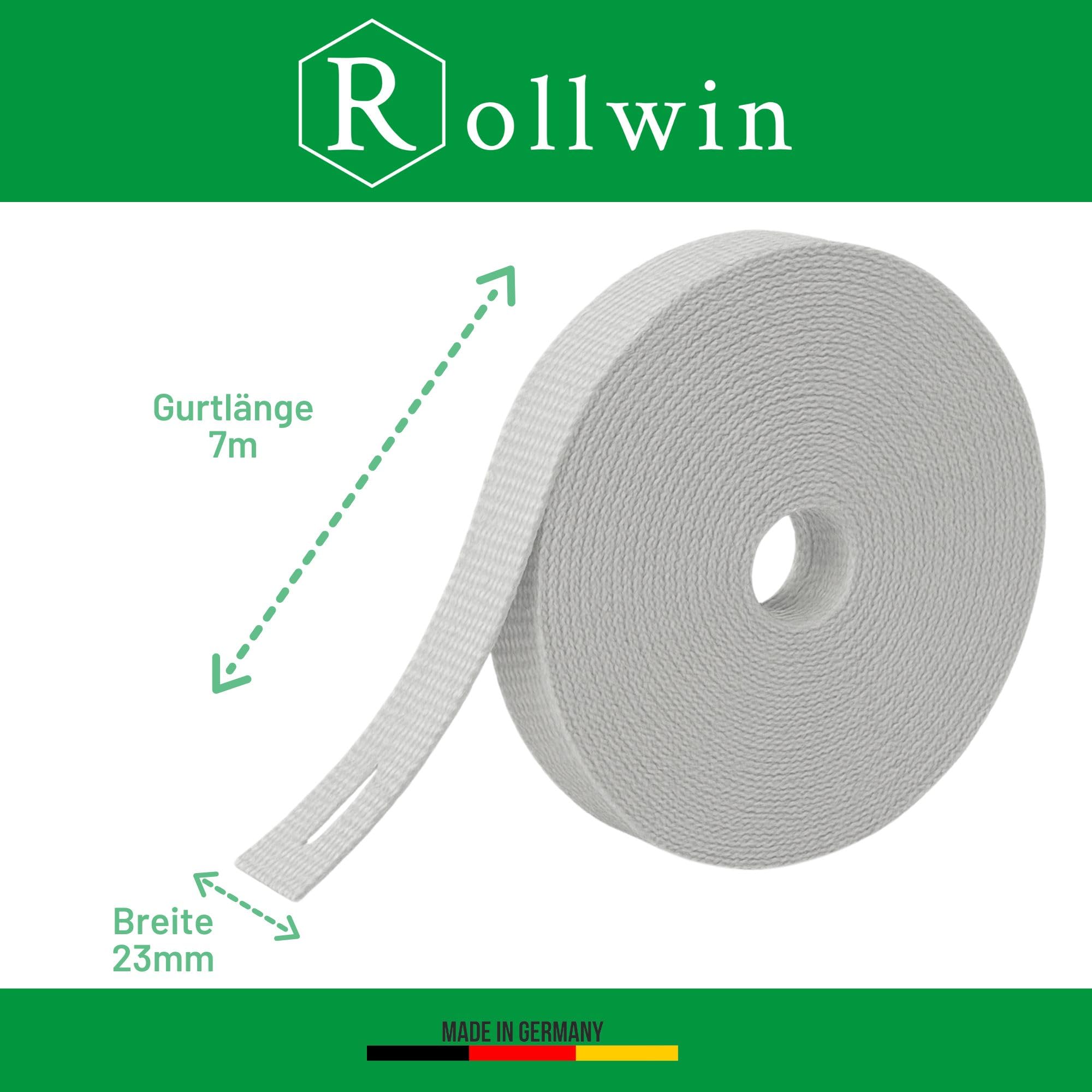 5er Set Rolladengurt 23mm Grau 7 Meter - zuverlässiger Halt und scheuerfest - Maxi Rollladengurt 23 mm Material robust & reißfest und vergilbungsbeständig - für schwerere Rollläden