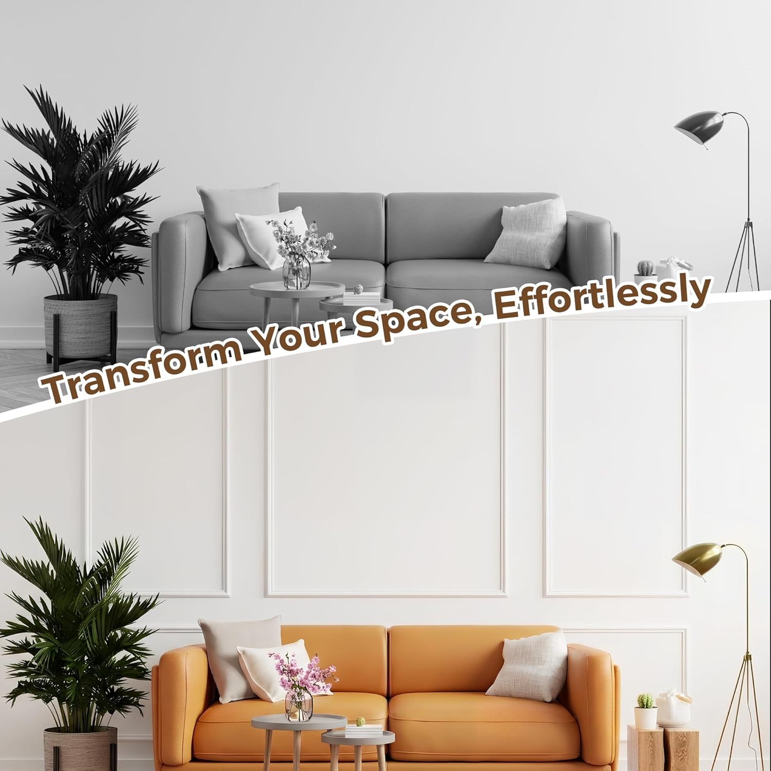 Teabelle 6 Frame Pre-Cut Wall Molding kit, Ready-to-Assemble Wainscoting Accent Panels, 3D Premade Accent Molding Wainscoting Panel for Interior Wall Home Decor(3 Set, 48 x 24 in)