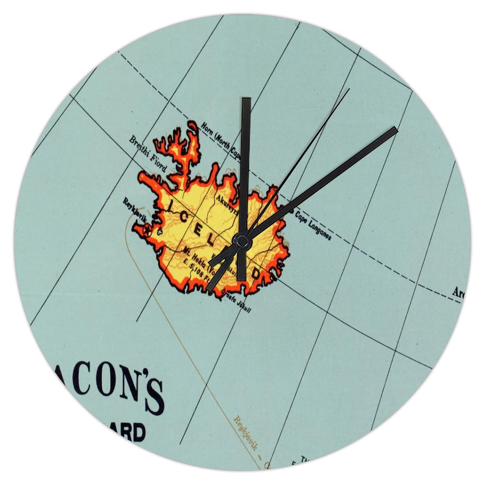 Horloge murale ronde Islande 30cm en PVC haute définition pour bureau épuré