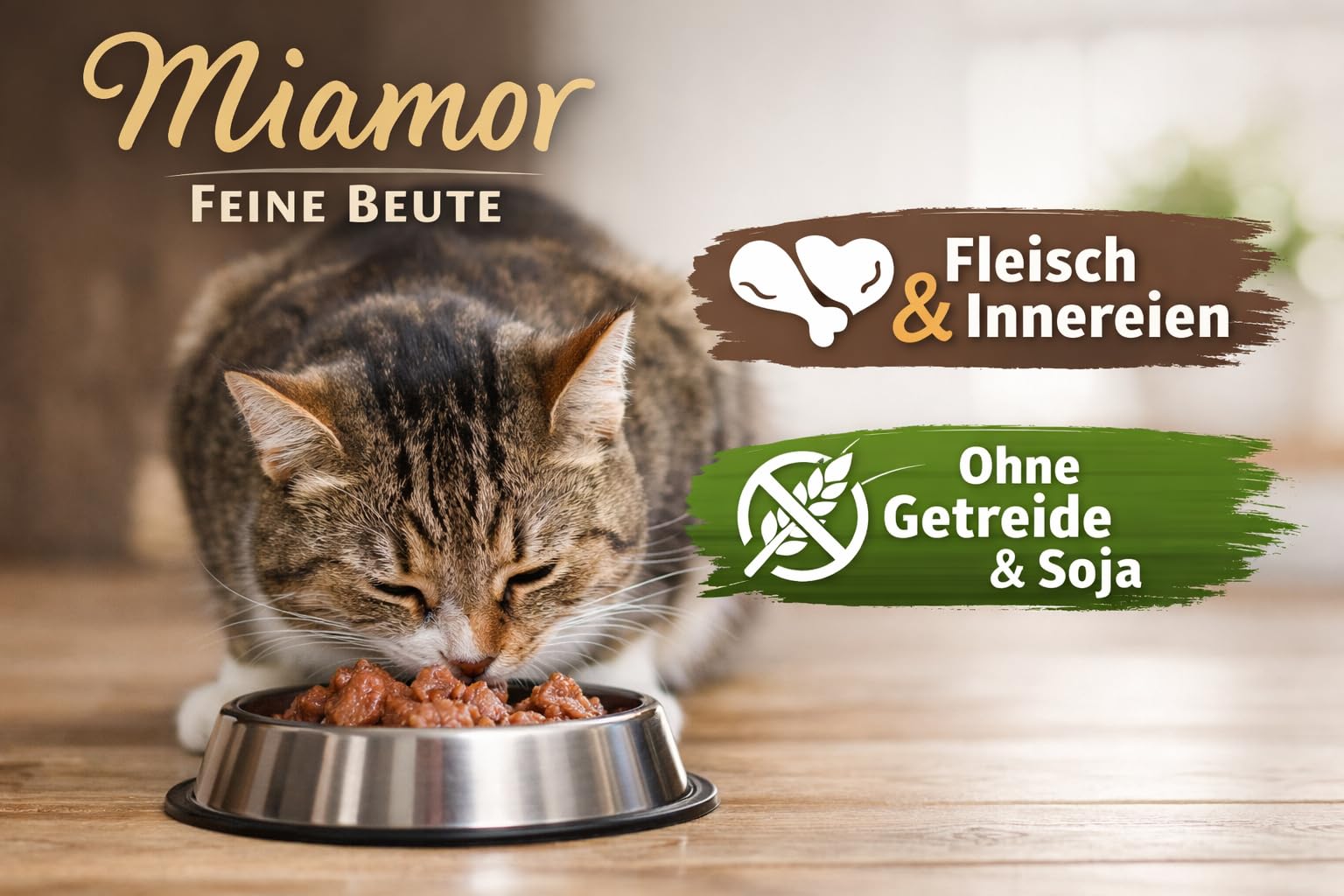arelf Bundle Miamor Feine Beute | Mixpaket | 24 x 400g Katzen Nassfutter | 5 von 7 Sorten garantiert | 65% Fleisch & Innereien | inkl. Milky Shake Sachet 20g gratis