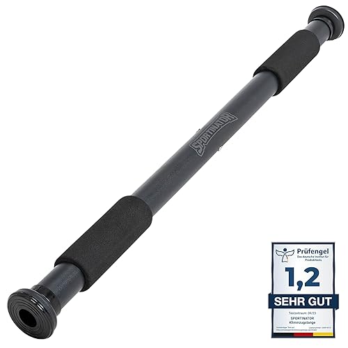 SPORTINATOR® Klimmzugstange zum Einspannen im Türrahmen, für dein Home-Gym. Länge 60–102 cm, kompakt, sicher & schnell ohne Bohren, belastbar bis 150 kg