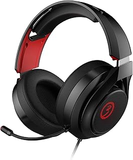 Cascos Gaming Ozone Rage X40 - Auriculares con microfono - Sonido 7.1 Virtual, Software, Altavoces 50m, LED rojo, Diadema Ajustable, Controlador, Compatible PS4, Ergonomico, Negro