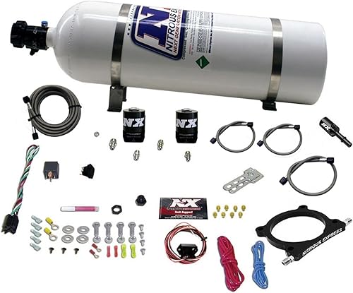 Nitrous Express - 11-15 Ford Mustang GT 5.0L Kit de placa nitrosa de alto rendimiento (50-250HP) con botella de 15 libras (20951-15)