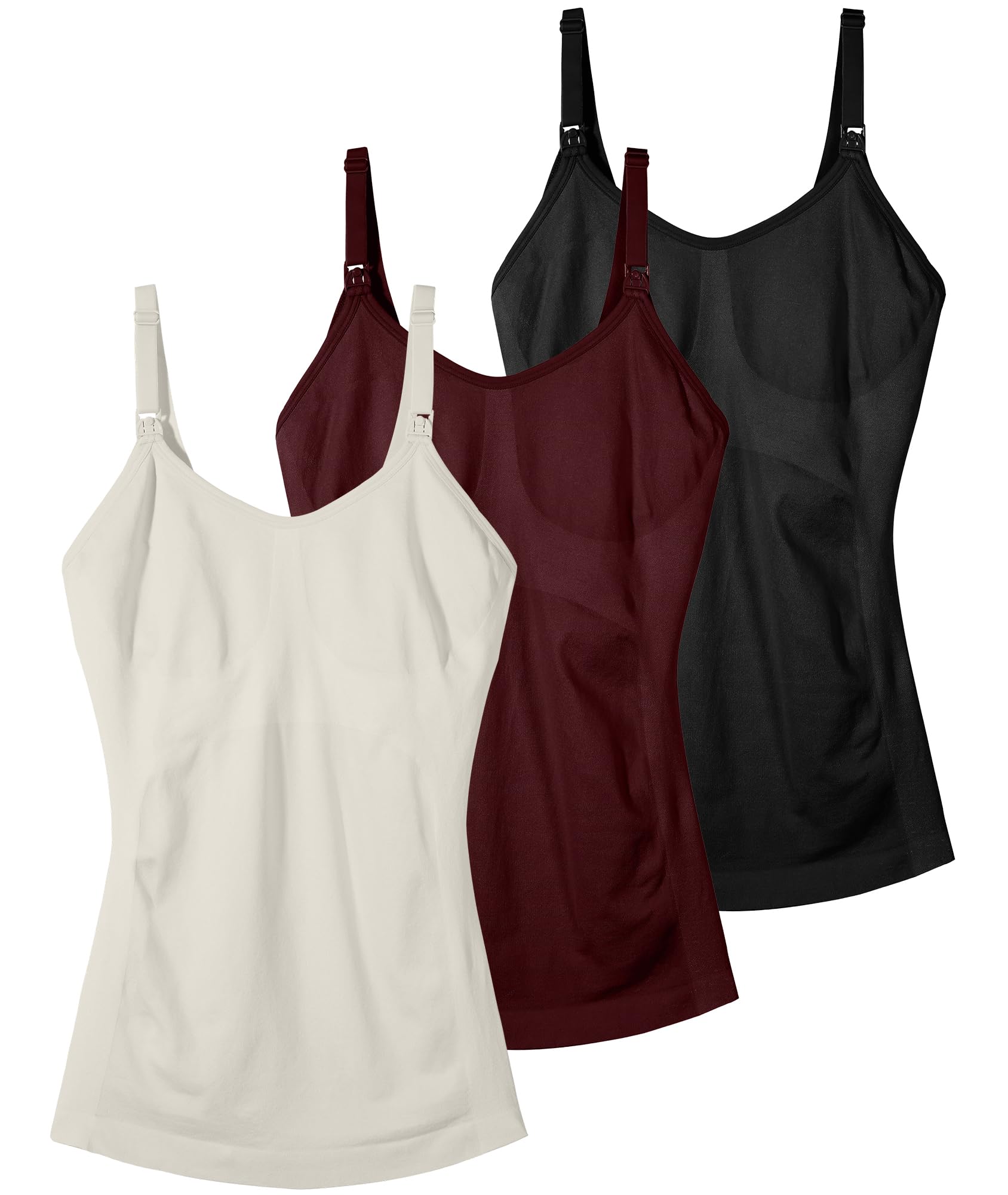 Seamless Nursing Tanks for Women Breastfeeding - Maternity Cami Shirts Pregnancy Tops (3 Packs)
