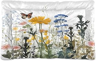 Kigai Wild Flower Dog Bed Machine Washable Pet Bed Mattress Comfortable Soft Pet Bed Mat Non-Slip Bottom Couch for Small Medium Dogs,36x24 Inch