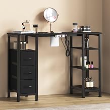 Nail Desk for Nail Tech w/Electric Dust Collector, Manicure Table w/3 Storage Drawers & 3 Open Shelves for Beauty Salon Tech Station