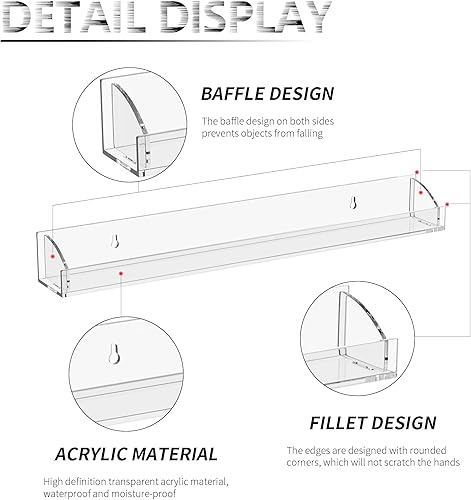 Miniatura 4 de 15 Inch Acrylic Nail Polish Rack for Wall Set of 6, Wall Mounted Nail Polish Display Rack with End Caps, Nail Oranizer and Storage for Nail Tech,