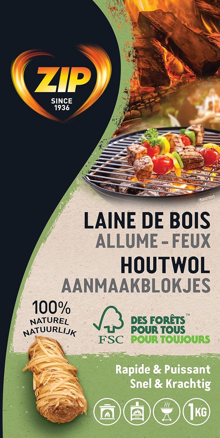 ZIP Fireball Allume-Feux Laine Bois 1Kg: Allumage Rapide et Naturel pour Cheminées et BBQ - Image secondaire